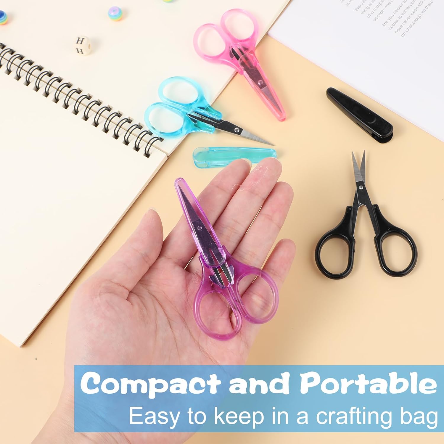 4 Pcs Small Craft Scissors 3.4" Mini Travel Scissors with Cover Stainless Steel Sharp All Purpose Scissor Straight Tip Tiny Sewing Scissor for Back to School Cutting Paper Trimming School DIY Projects