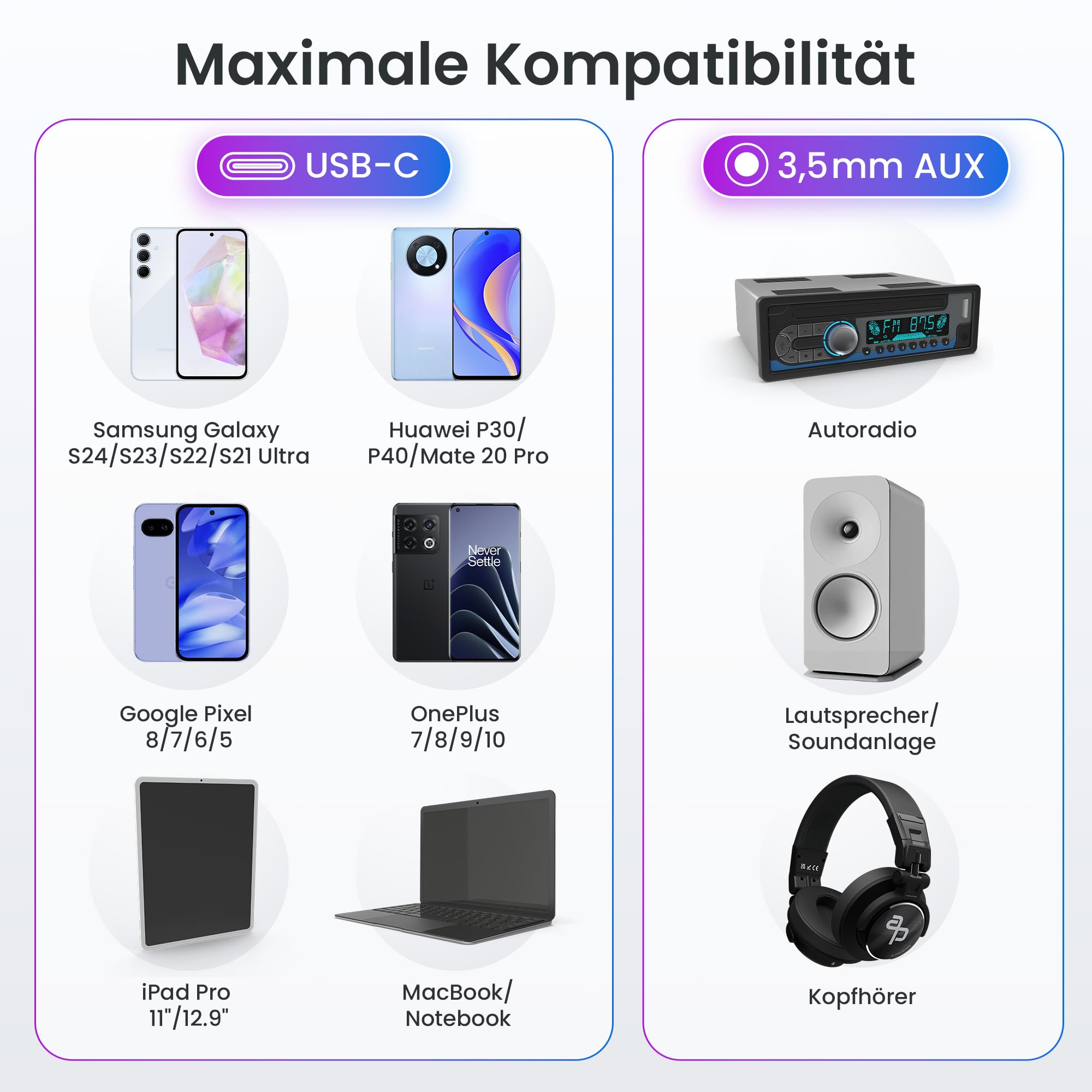 audio pirates HiFi USB-C auf Klinke Aux Kabel (2,0m) DAC | 3,5 mm Klinkenstecker | Nylon-Sleeve | Kompatibel mit iPhone 15/16/17 Pro/Max,Galaxy S26/S25/S24/S23/S22,iPad Pro | PERFORMANCE COLLECTION