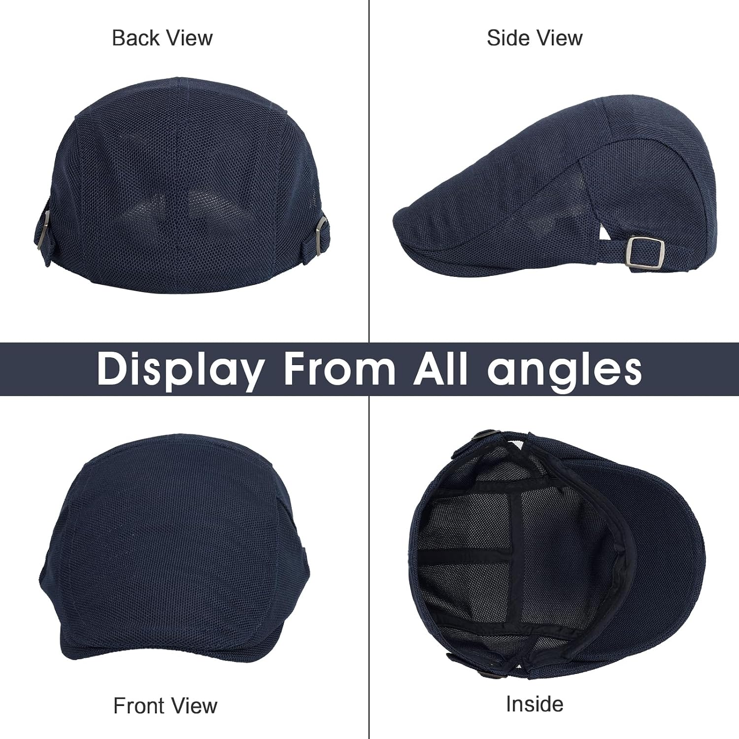 3Pcs Cotton Newsboy Hat for Men Cool Adjustable Flat Cap