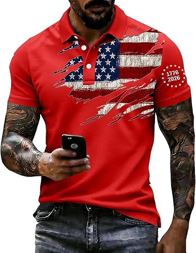 USA 250th Anniversary Shirt 250 Anniversary Polo Shirts for Men Red White and Bl