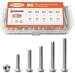 M3 x 30mm 35mm 40mm 45mm 50mm Bouton tête de socket bouchon vis Bolts, 304 Acier inoxydable, Machine entièrement filetée, Métrique Allen Hex Drive, Finition lumineuse, Kit d'assortiment 100PCS