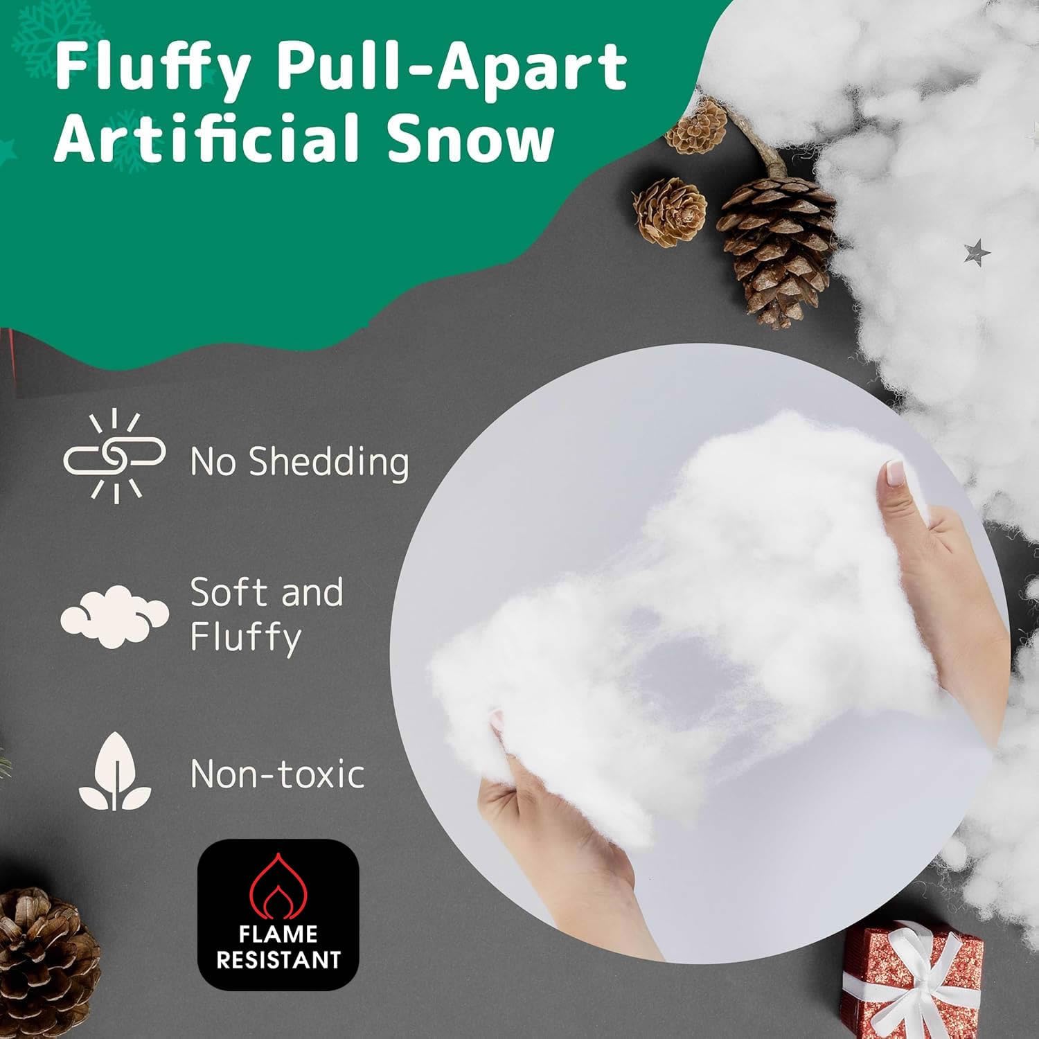 Artificial Snow Variety Pack – Snow Flakes, Pull-Apart Fluffy Snow & Snow Blankets (Flame-Retardant) – 2-Pack Holiday Decor Bundles (Pull-Apart Fluffy Snow (Flame-Retardant) – 2-Pack → Fluffy)
