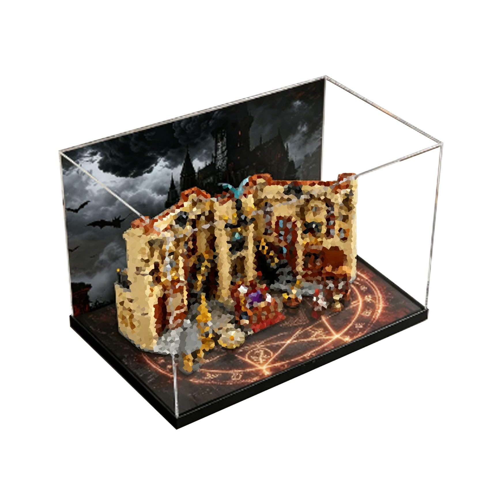 Acrylic Display Case for Le-go 76478 Office Bookshelf Model, Dustproof Display Box (display box only) (StyleA Background 3mm)