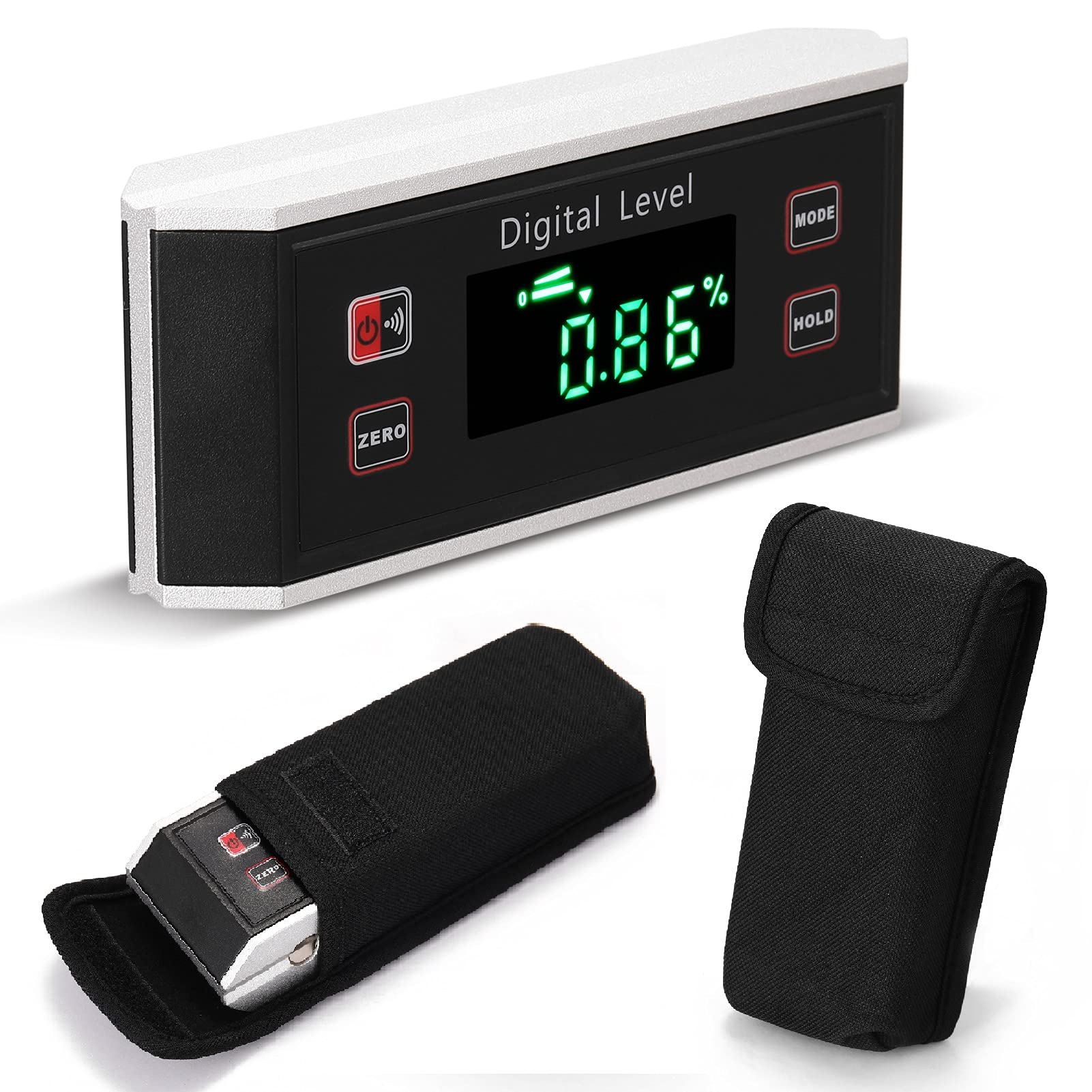 Eacam Portable 4 * 90° IP54 Waterproof Dustproof Level High Precisions Angle Finder Digital Protractor Inclinometer Digital Level LCD Display Data Hold Function Woodworking Utility Tool