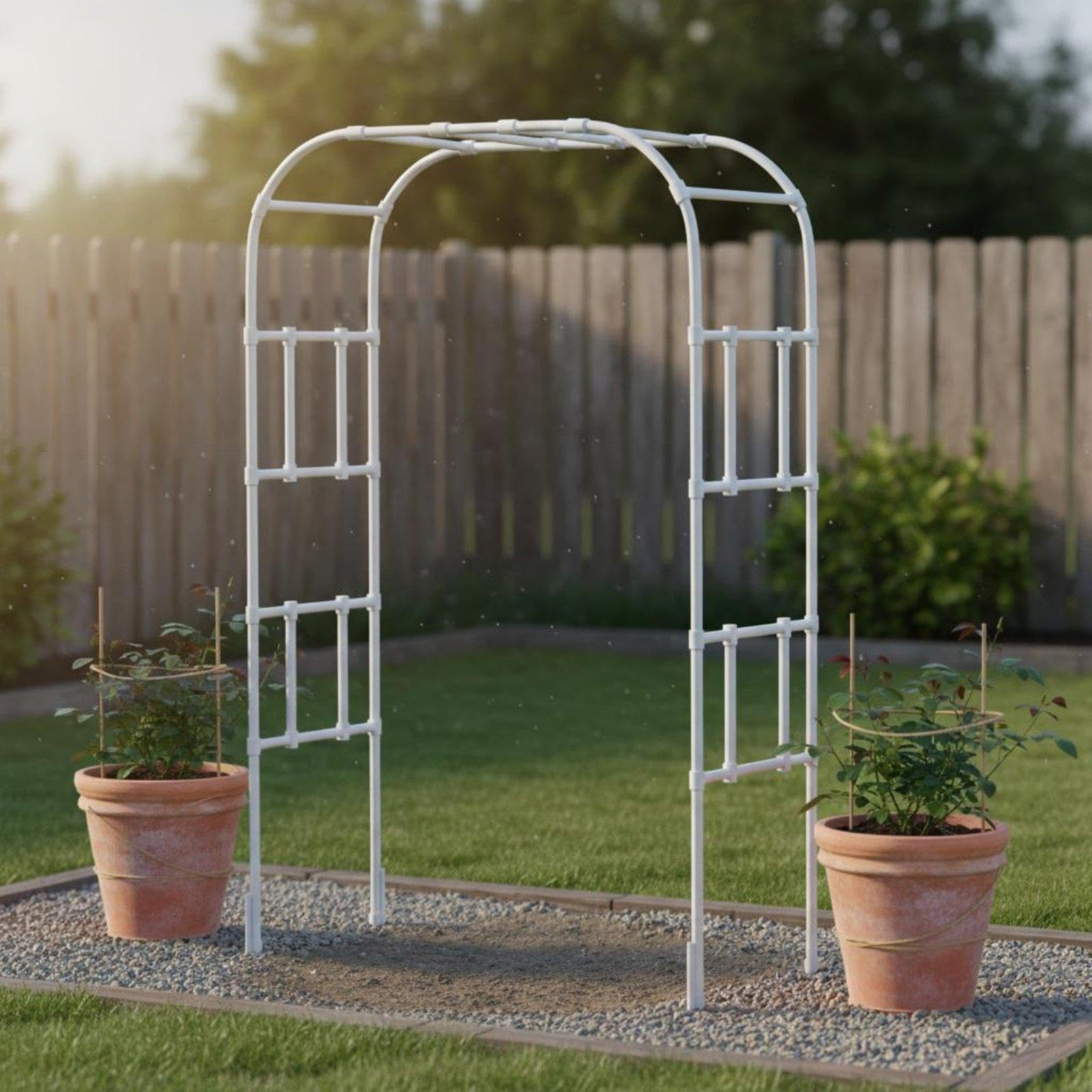 Garden Arch Trellis Coated Steel Climbing Plant Archway Weather-Resistant Rose Arch Frame for Gardeners, DIY Enthusiasts, Balcony, Yard, Patio W2.2*h2.4m White-image-14