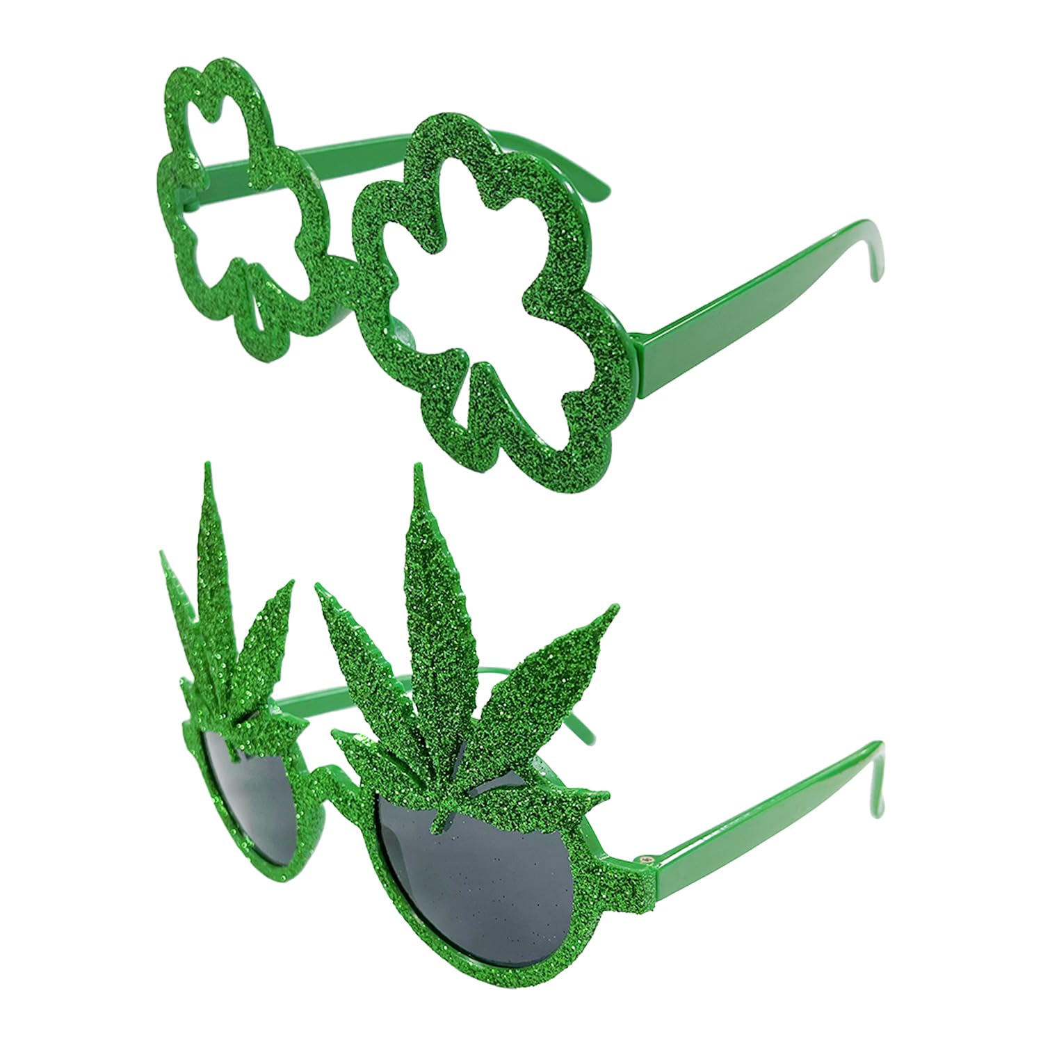 TVSVKWE 2 Pieces Of Green Plastic Glasses, Creative Simple, Fun Performance Stage Props, Universal For Men And Women, Carnival Party Decoration.