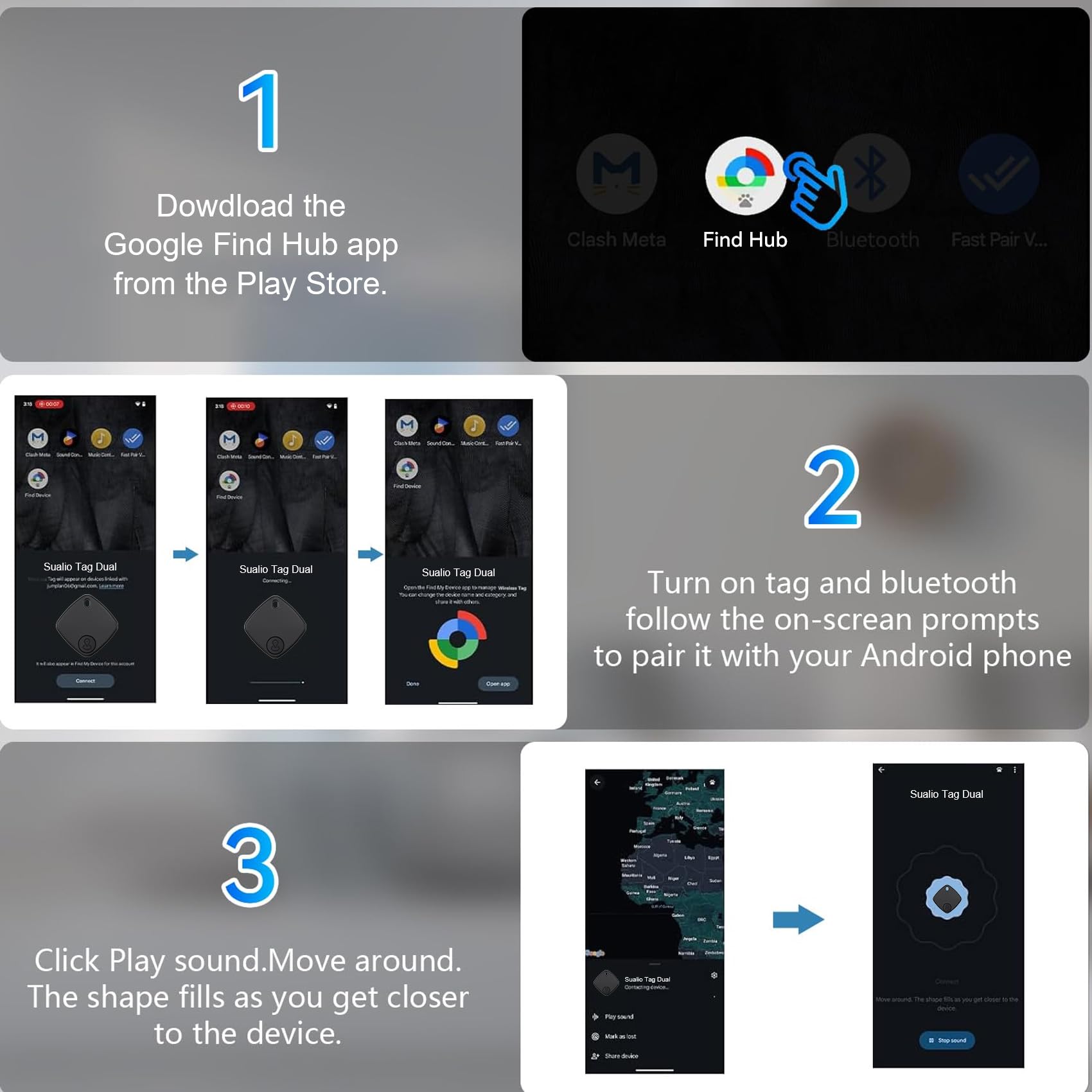 Smart Tracker Bluetooth 4 Pezzi IP67 Impermeabile Compatibile con Google Find Hub per Chiavi Bagagli Valigie (nero)