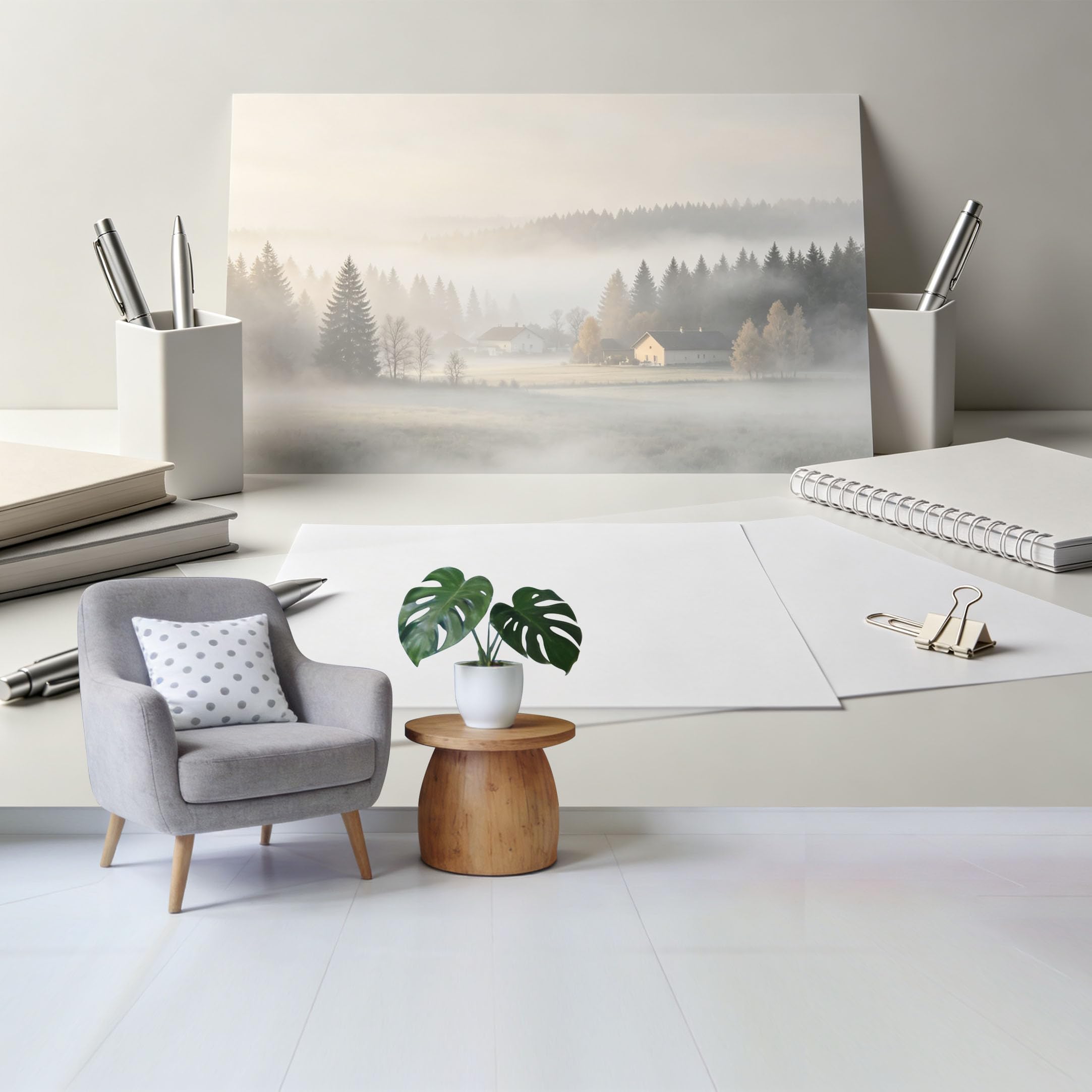 Qzlithotic Yq2605251245 Custom Size Wall Mural Misty Morning Forest Landscape Farmhouse Cottage View Selfadhesive Wall Fabric Removable Wallpaper For Home Office Decor