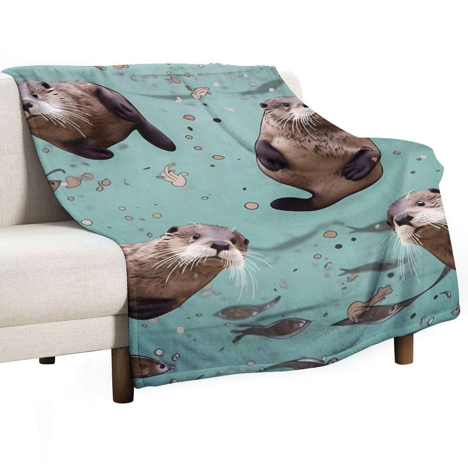 Couverture polaire loutres chaude et légère : plaid grand format 167x228 cm