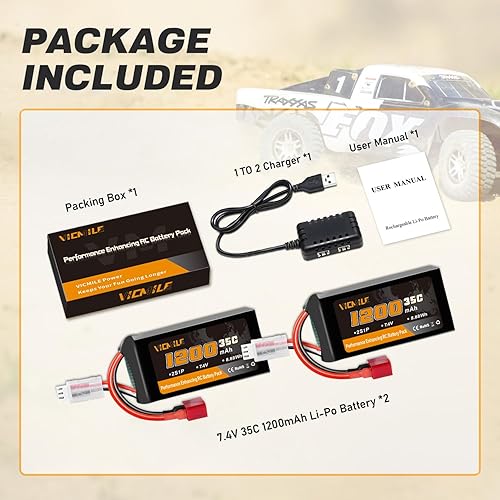 Miniatura 9 de Batería Lipo de 7.4V 1200mAh 2S 35C Batería recargable de alta tasa de descarga con enchufe T estilo Dean apto para WLtoys A949 A959 A969 A979 K929