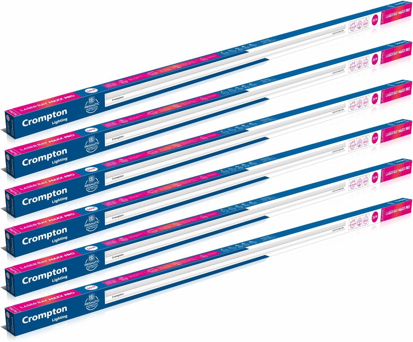 Crompton Laser Ray Maxx Pro 36W LED Batten | Energy Efficient Batten for Home |Natural White | Pack of 6