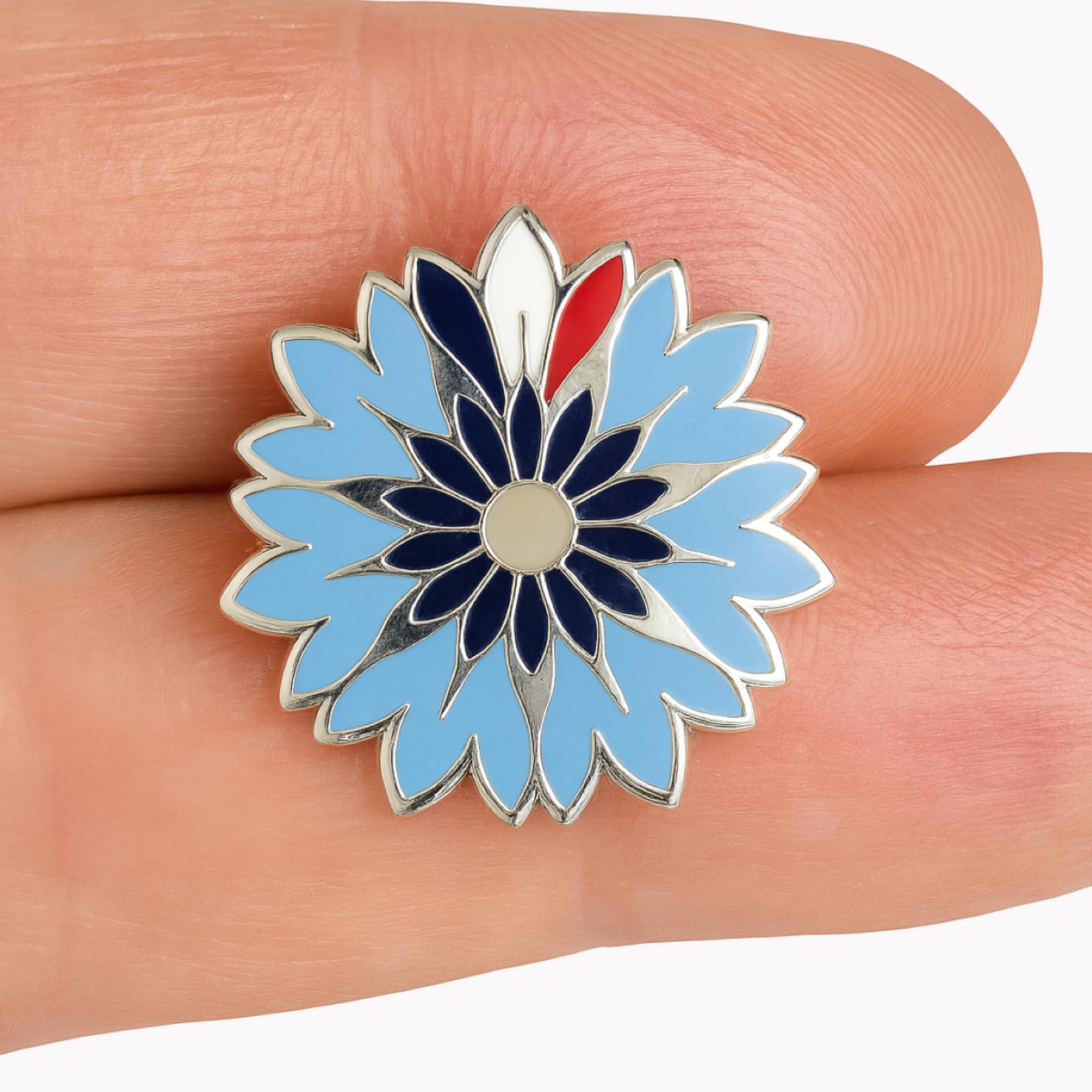 Pins Bleuet | Broche Fleur | Broche Costume Homme | Pin's Étoile | Pins Costume Homme | Pin Tricolore Argenté