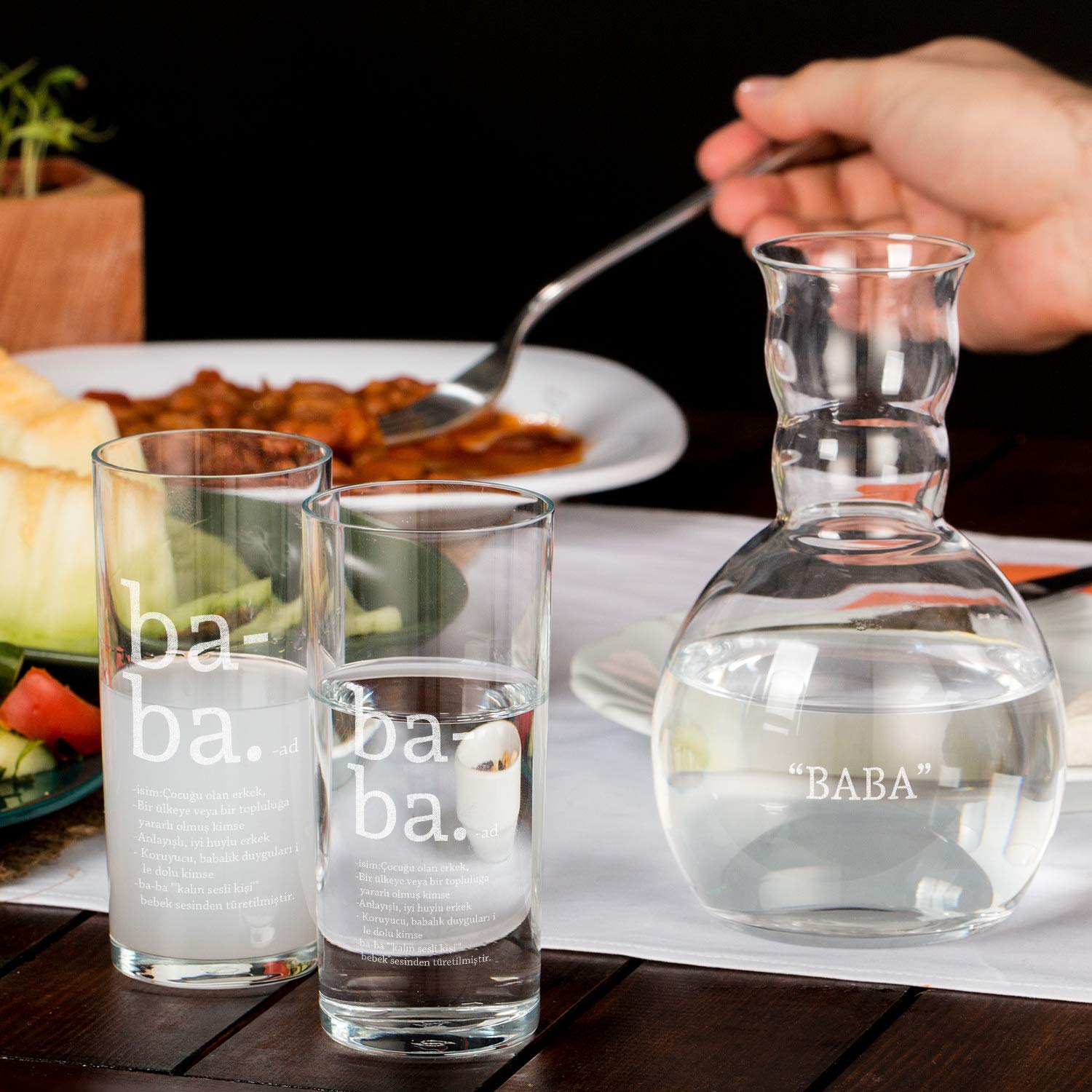 Hediyesepeti Baba Tanımı Tasarımlı Ahşap Kutulu Rakı Seti