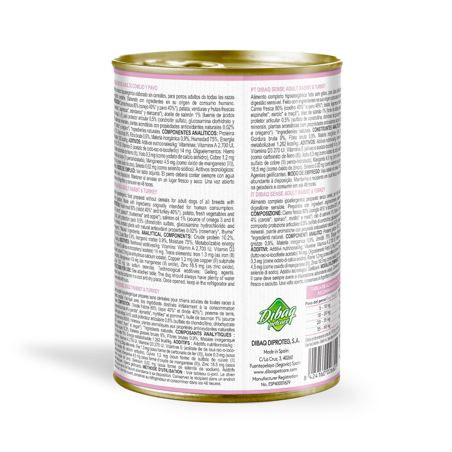 Dibaq Sense Grain Free Sensitive Conejo y Pavo, 12 uds x 380 gr