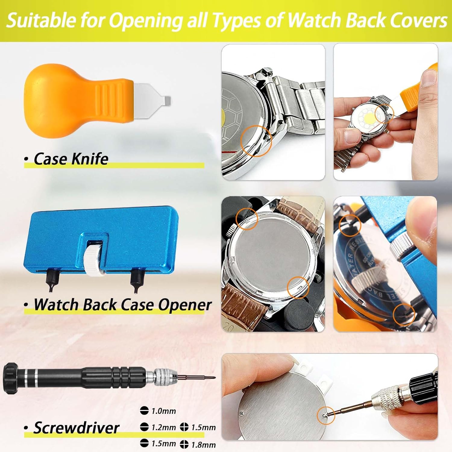 Watch Repair Kit, GLDCAPA Watch Press Tool Set, Watch Case Opener, Watch Battery Replacement, Watch Band Replacement Tool, Watch Repair Screwdriver, Watch Back Remover Holder, Spring Bar, Tweezers