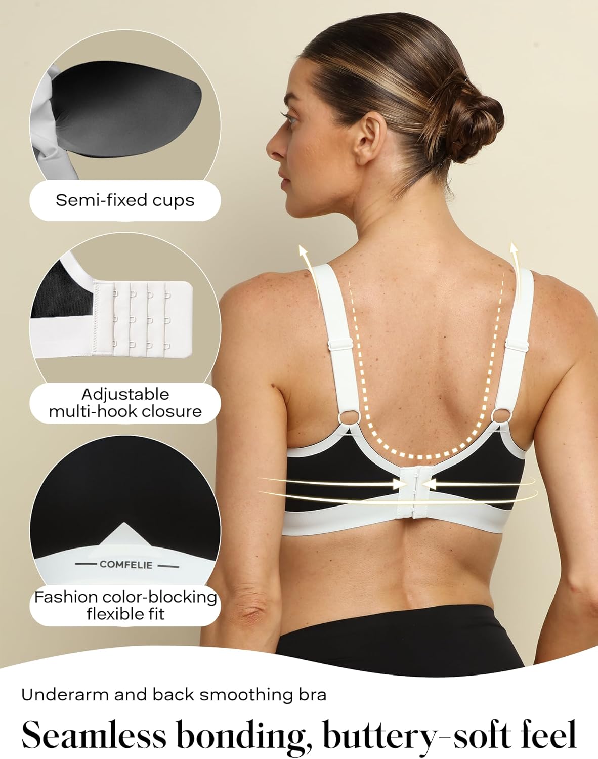 COMFELIE Seamless Wireless Bra for Busty Women No Underwire Lightly Lined Deep V T-Shirt Bralette Underarm-Smoothing - Image 3