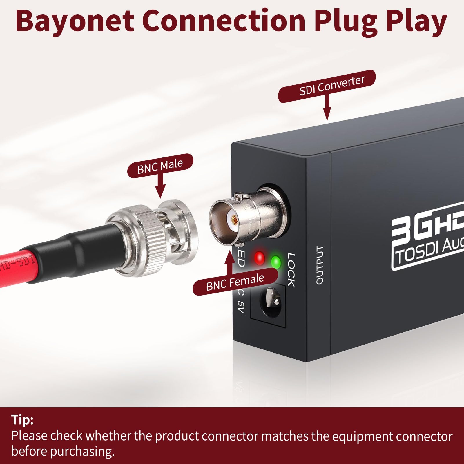 Superbat Câble SDI Court 3G/6G/12G 60cm Cordon BNC Mâle à Mâle Belden 1694A Rouge 75Ohm Supporte 4K/8K 1080p pour Blackmagic Caméra Vidéo Broadcast et Studio DVR (2 pièces)