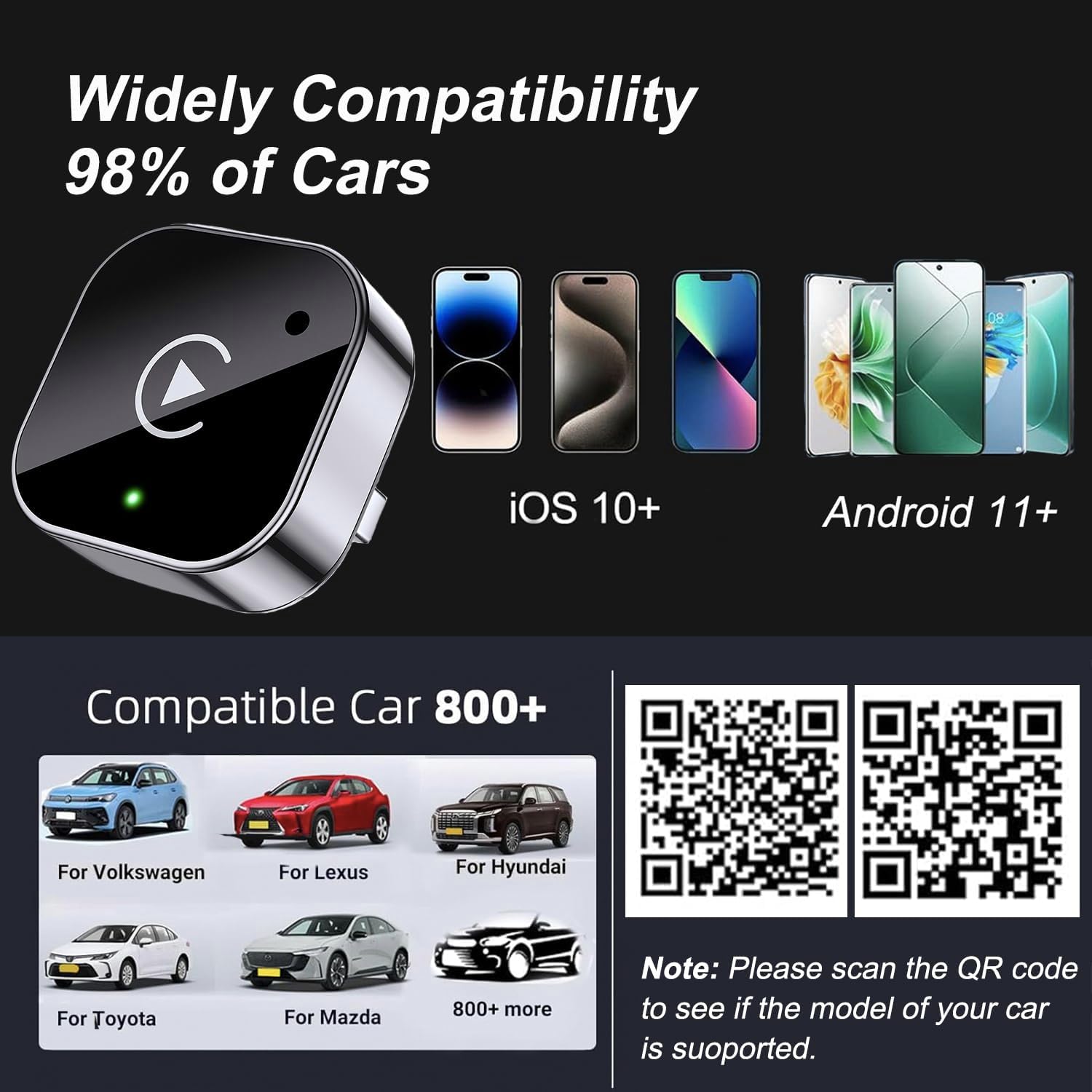 2026-Upgrade-Version: Kabelloses CarPlay mit Mini-USB-Design, geeignet für Fahrzeuge mit integriertem kabelgebundenem Apple CarPlay, ermöglicht Nahtlose Nutzung, schnelle und stabile Verbindung.