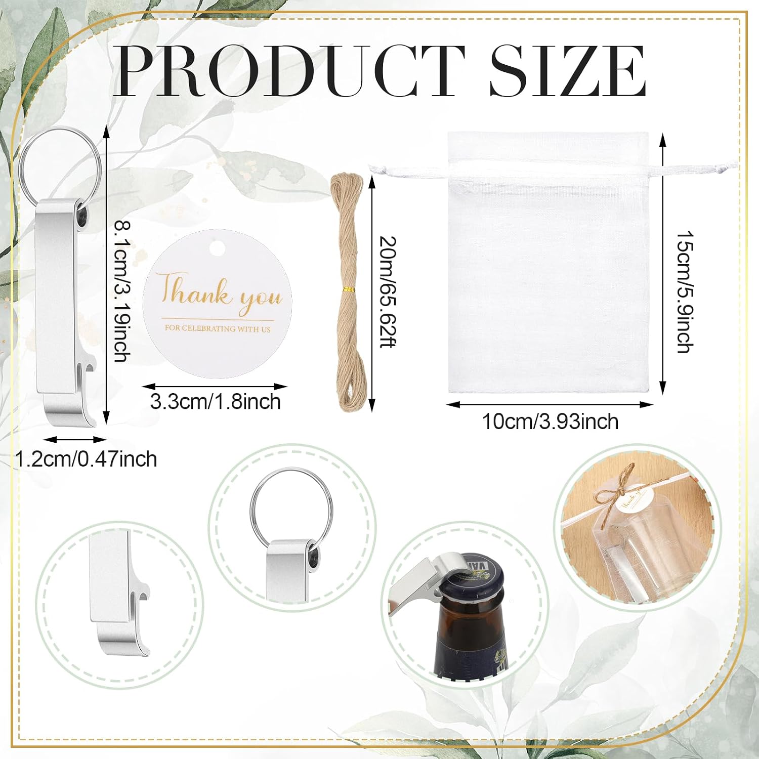 Honeydak 100pcs Wedding Favors for Guests Bulk Including Glass Shot Glasses, Bottle Opener Keychains, Thank You Cards, Organza Bag Wedding Souvenirs Gift for Newlyweds Bridal Shower Party(Silver)