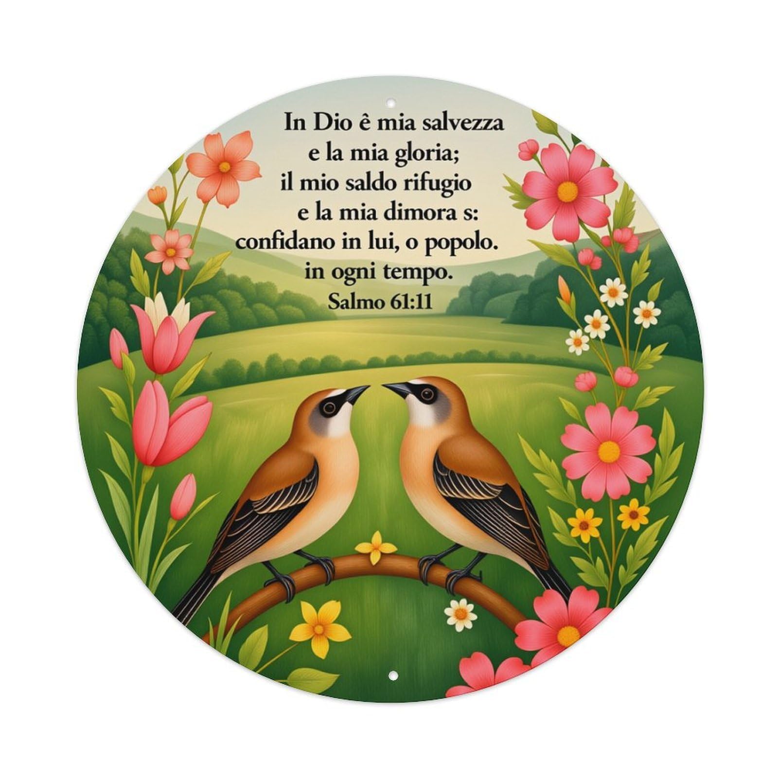 Birds Flowers Nature Scripture Circle Round Tin Sign Retro Metal Sign for Cafe Bar Pub Home Game Room Gym Club Wall Decoration Vintage Metal Poster 8x8 Inch