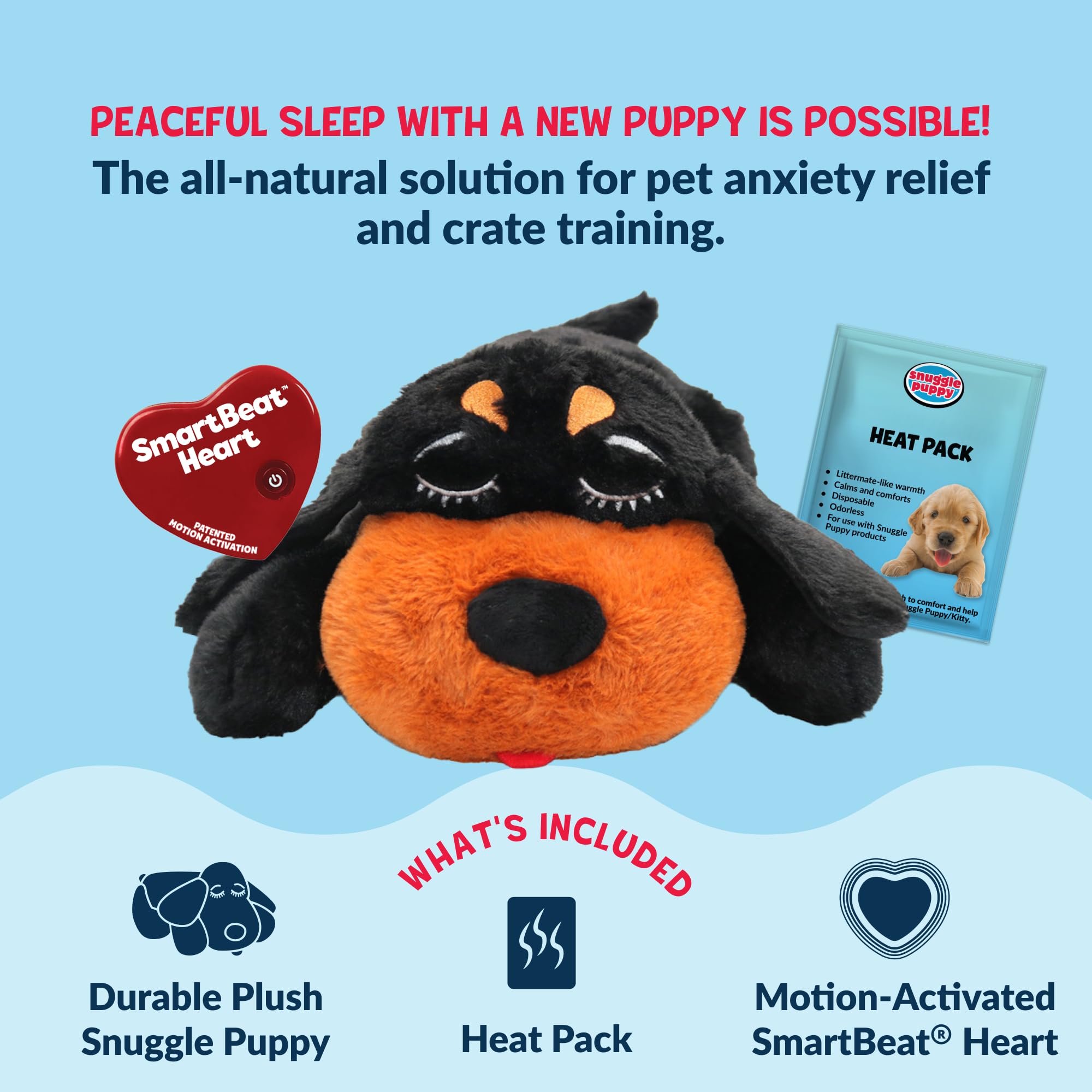 Snuggle Puppy Original für große Rassen - Herzschlag Welpe für Hunde - Pet Distress Relief und Beruhigungshilfe - Komfort Hundespielzeug - Verhaltenstraining und Einschlafhilfe Cuddle Buddy - Rottie