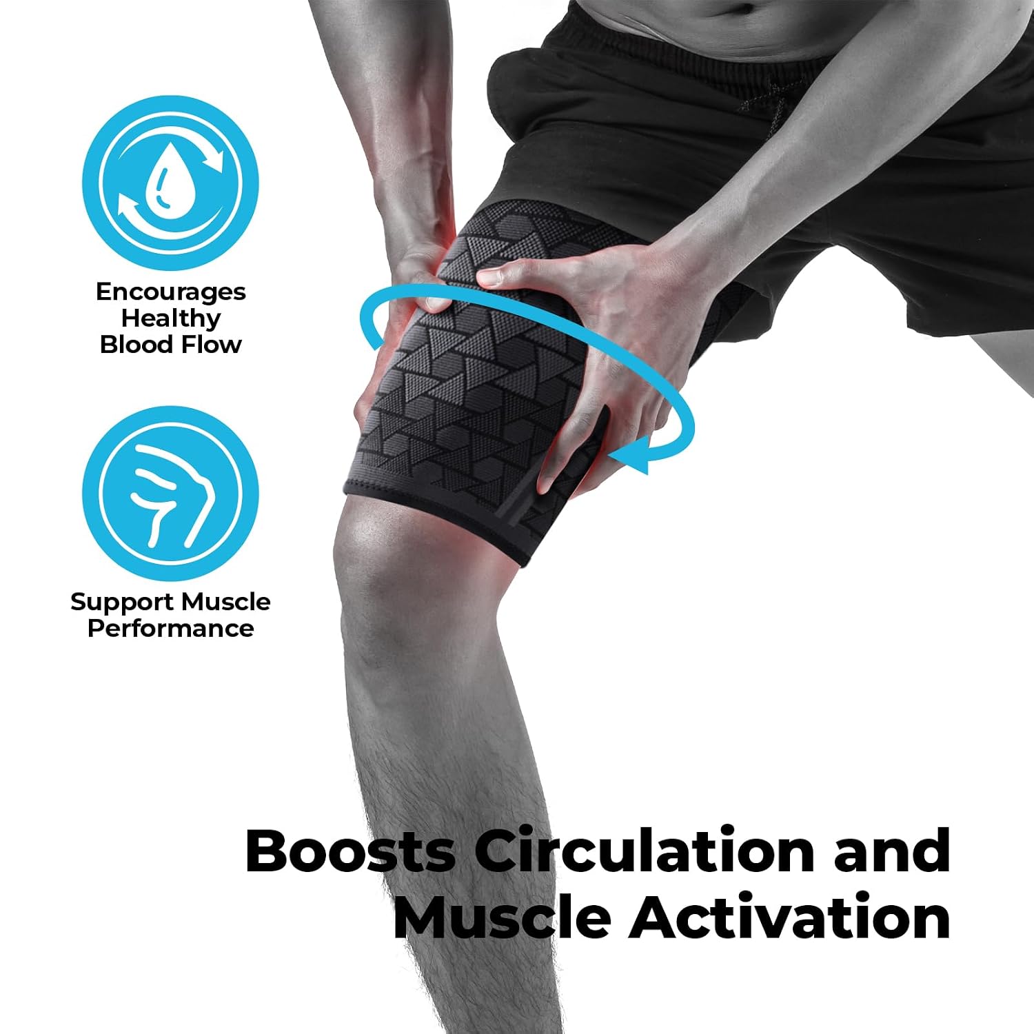 Thigh Compression Sleeves (1 Pair), Upper Leg Sleeves, Hamstring & Quad Support for Men and Women, Breathable, Anti-Slip Thigh Brace & Wrap for Running, Workout, Recovery – Black, Large