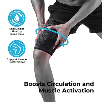 Thigh Compression Sleeves (1 Pair), Upper Leg Sleeves, Hamstring & Quad Support for Men and Women, Breathable, Anti-Slip Thigh Brace & Wrap for Running, Workout, Recovery Black, Medium