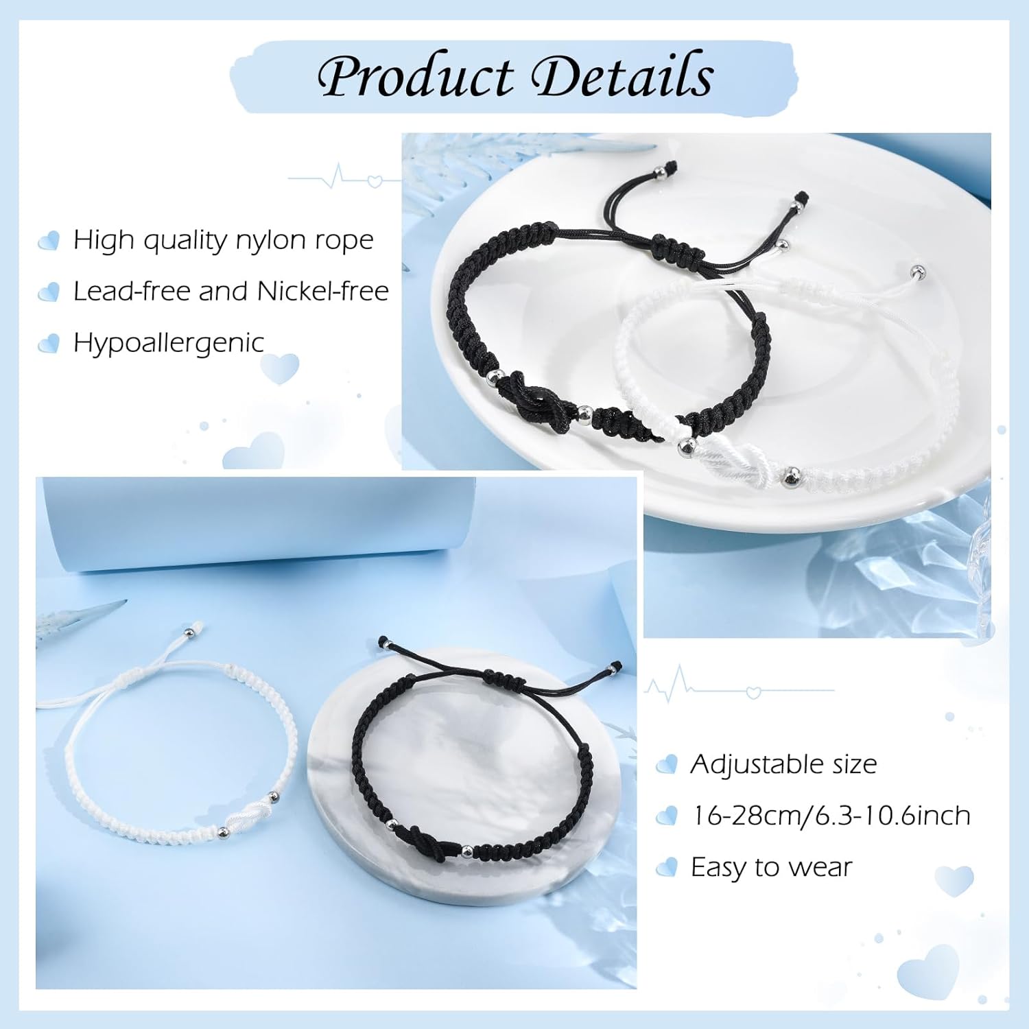 PZXHRY Matching Bracelets For Couple Anniversary for Him and Her Long Distance Relationship Bracelets for Girlfriend Boyfriend Cross Knot - Image 3