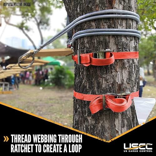 Miniatura 8 de US Cargo Control, Correas de trinquete sin fin, 2 pulgadas de ancho x 15 pies de largo, correas de trinquete rojas, amarre de trinquete de mango