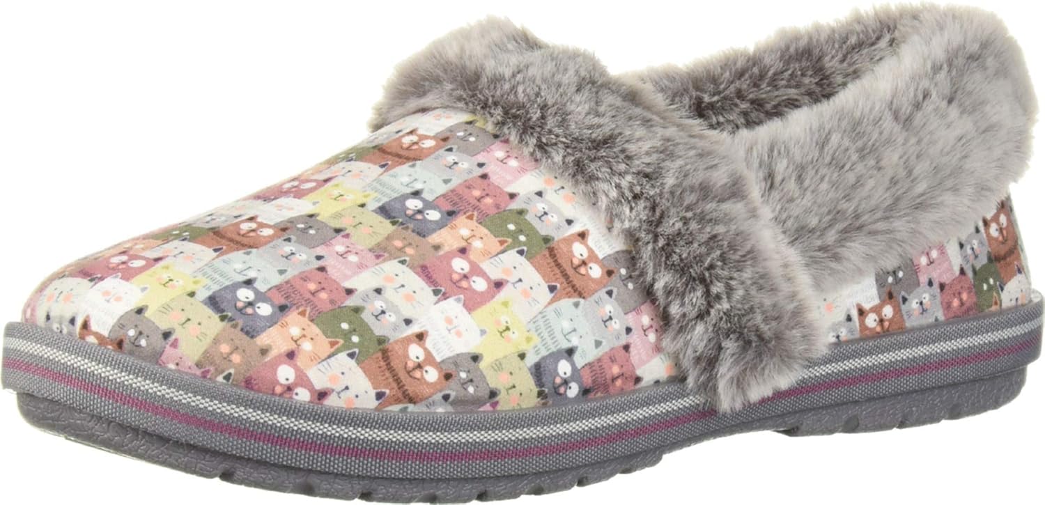 Skechers BOBS Women's Too Cozy-Cuddled Up Slipper, Pink/Multi, 8.5
