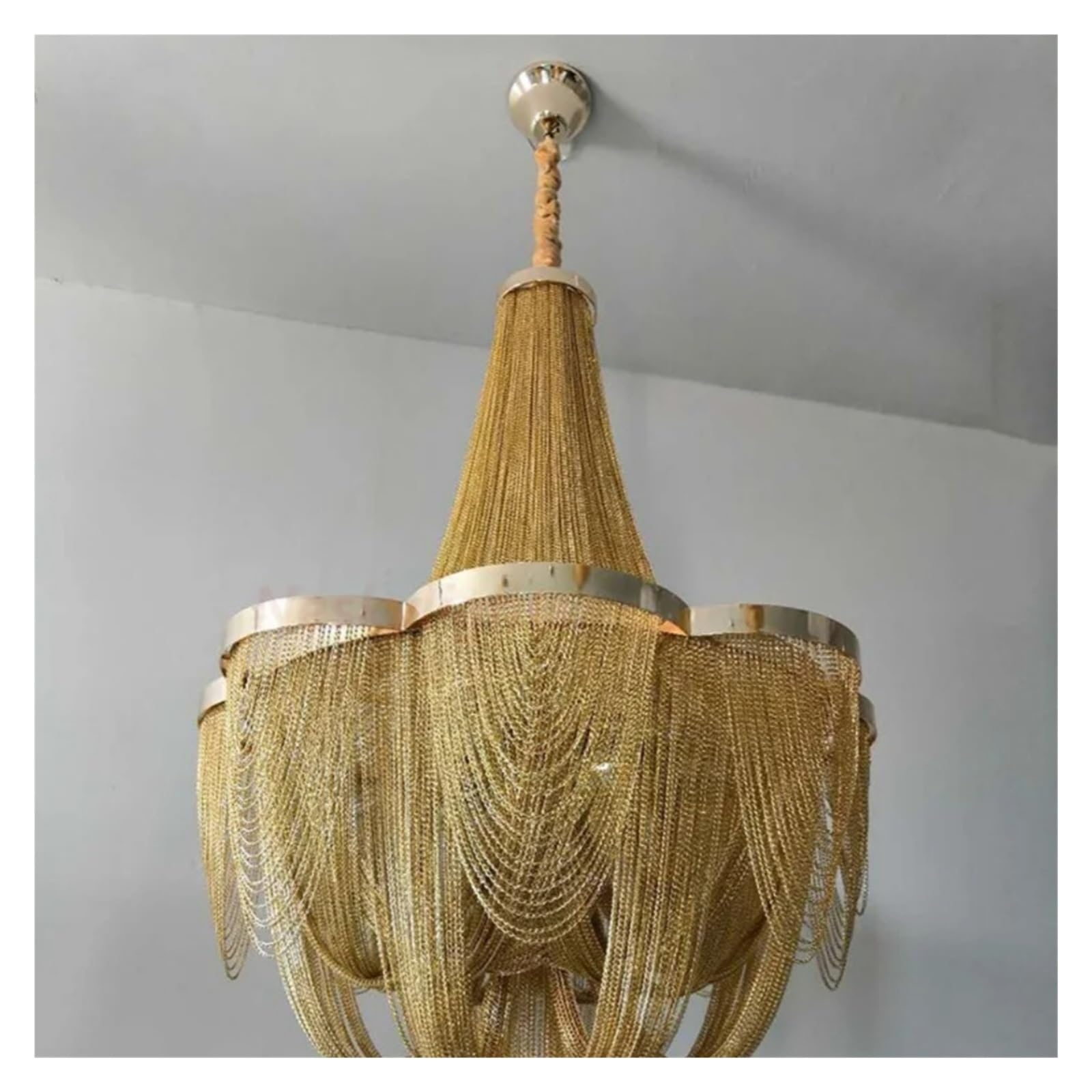 Nowoczesne srebrne oświetlenie wiszące do salonu Luksusowe złote lampy wiszące z frędzlami Nowoczesne Beauty Comes