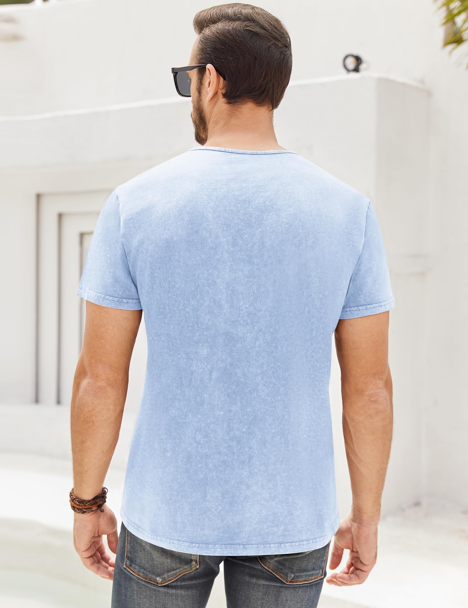 Beotyshow Hemd Herren Langarm Henley Shirt Männer Freizeithemd Vintage Casual Leicht Baumwolle Slim Fit T-Shirt