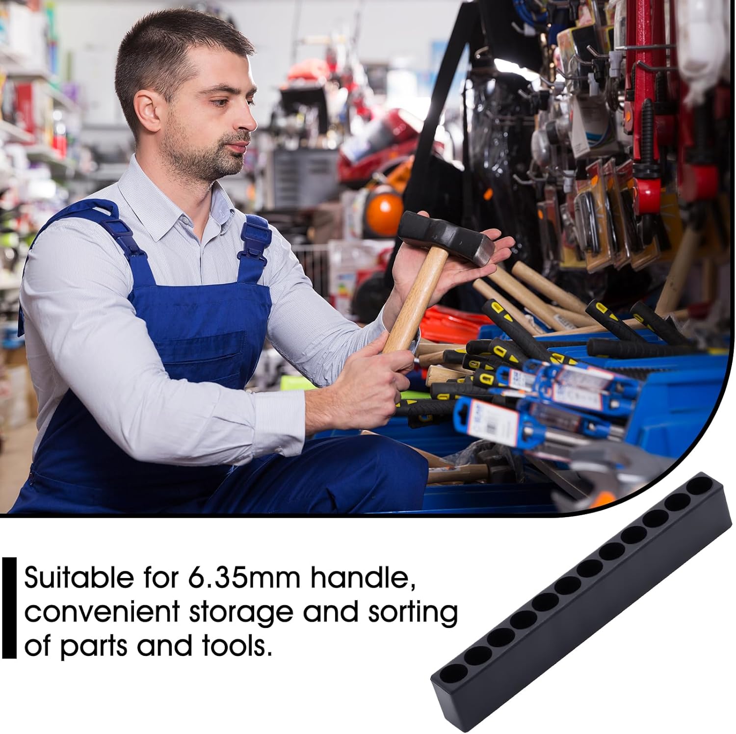 Kigley 20 Pcs 12 Holes Hex Shank Bit Holder Screwdriver Head Drill Bit Organizer Plastic Storage Case Fit for 1/4 Inch Hex Shank (Black)