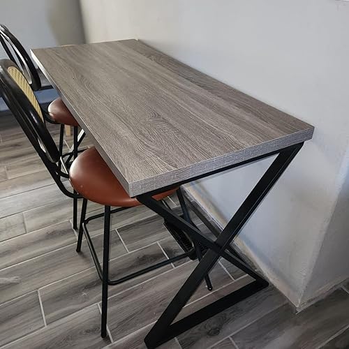 Miniatura 7 de IBF Gray Computer Desk, Modern Writing Study Desk for Home Office, Industrial Wooden Metal Executive Work Desk, Simple Pc Gaming Laptop Workstation