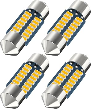 Serundo Auto DE3175 Led Car Bulb 31mm 1.22in Led Festoon Bulb, DE3021 DE3022 DE3023 6428 6430 7065 Led Festoon Bulb, Interior Led Used for Car Map Dome Light etc,Pack of 4pcs Amber Yellow Color