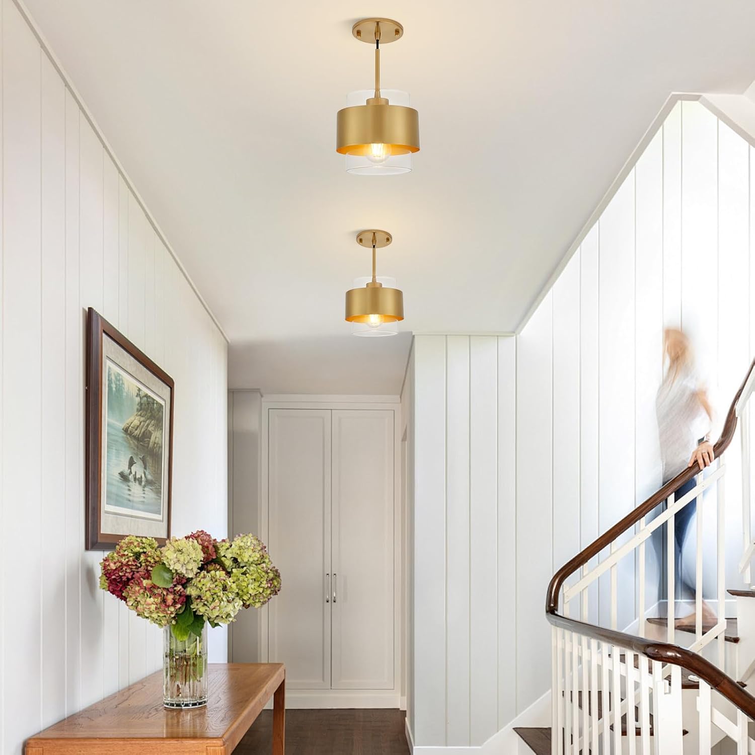 7" Modern Pendant Lights Kitchen Island, Farmhouse Pendant Light with Durable Metal Shades,Farmhouse Pendant Lighting for Kitchen Island Living Room Hallway