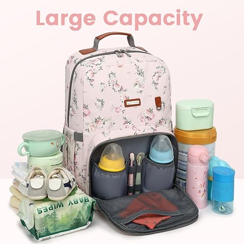 Miniatura 6 de Mochila para pañales, bolsas de pañales grandes para bebés con cambiador portátil para niños y niñas, bolsa de viaje multifunción para mamás, papás,