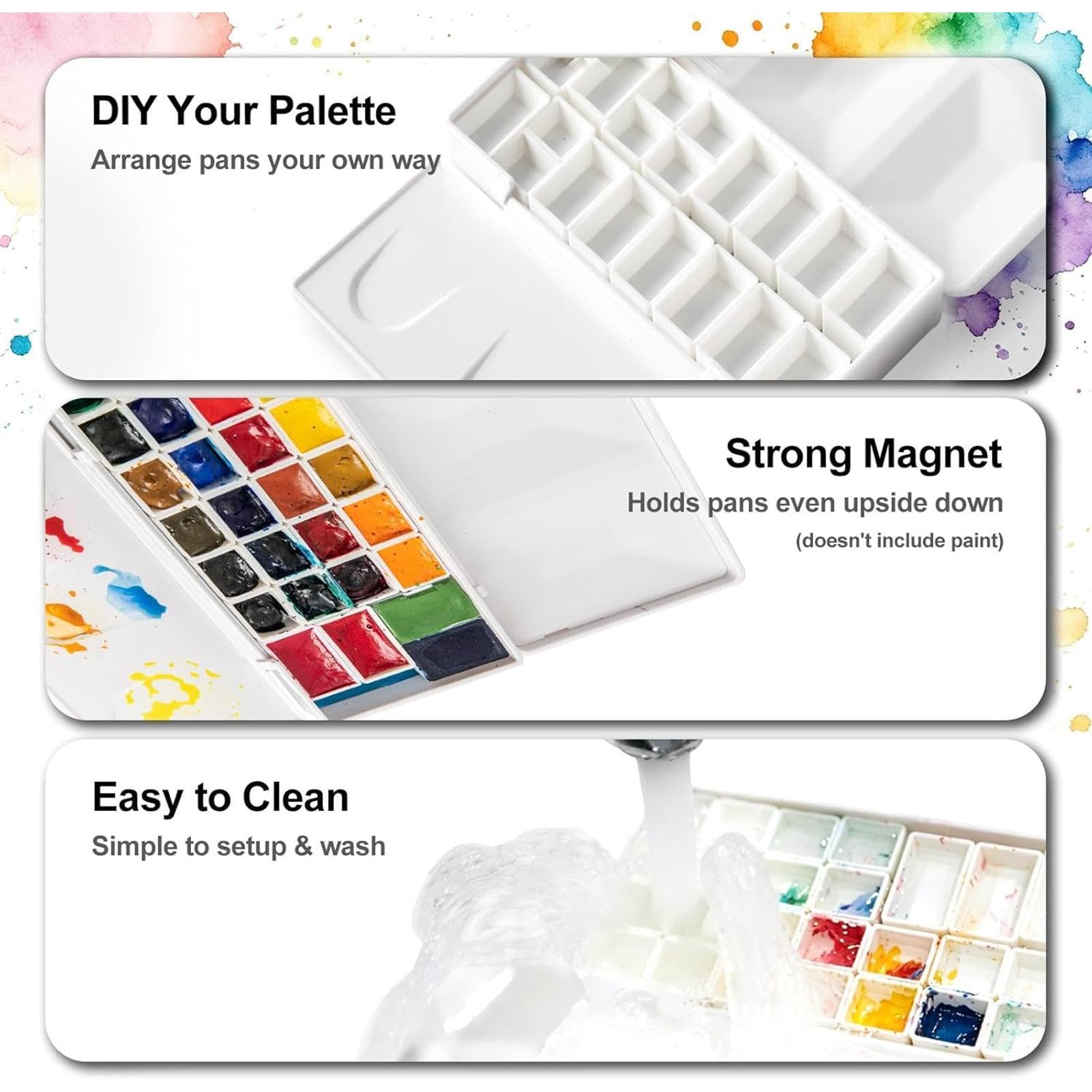 Tavolozza Da Vassoio Artistico Portatile Con Coperchio E Mezzi Pan | Tavolozza Pittura Per Viaggi, Casa, Aula, Scuola, Laboratorio, Disegno, Pittore,