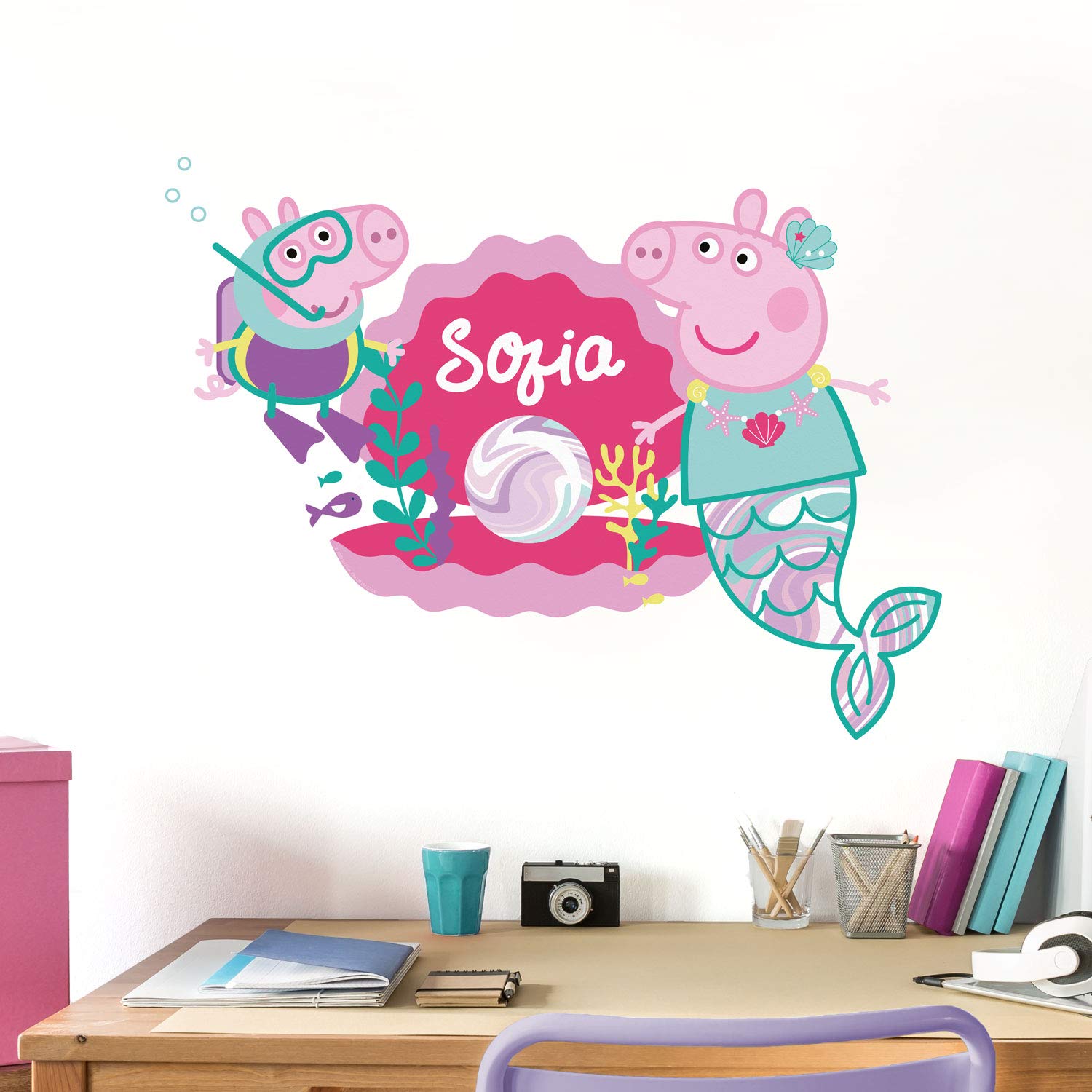 Stickerscape Peppa Pig Wall Stickers (Personalised Pearl - Regular Size)| Official Peppa Pig Wall Decal, Wall Decor | Easy to Apply, Cleanly Removable — image 1