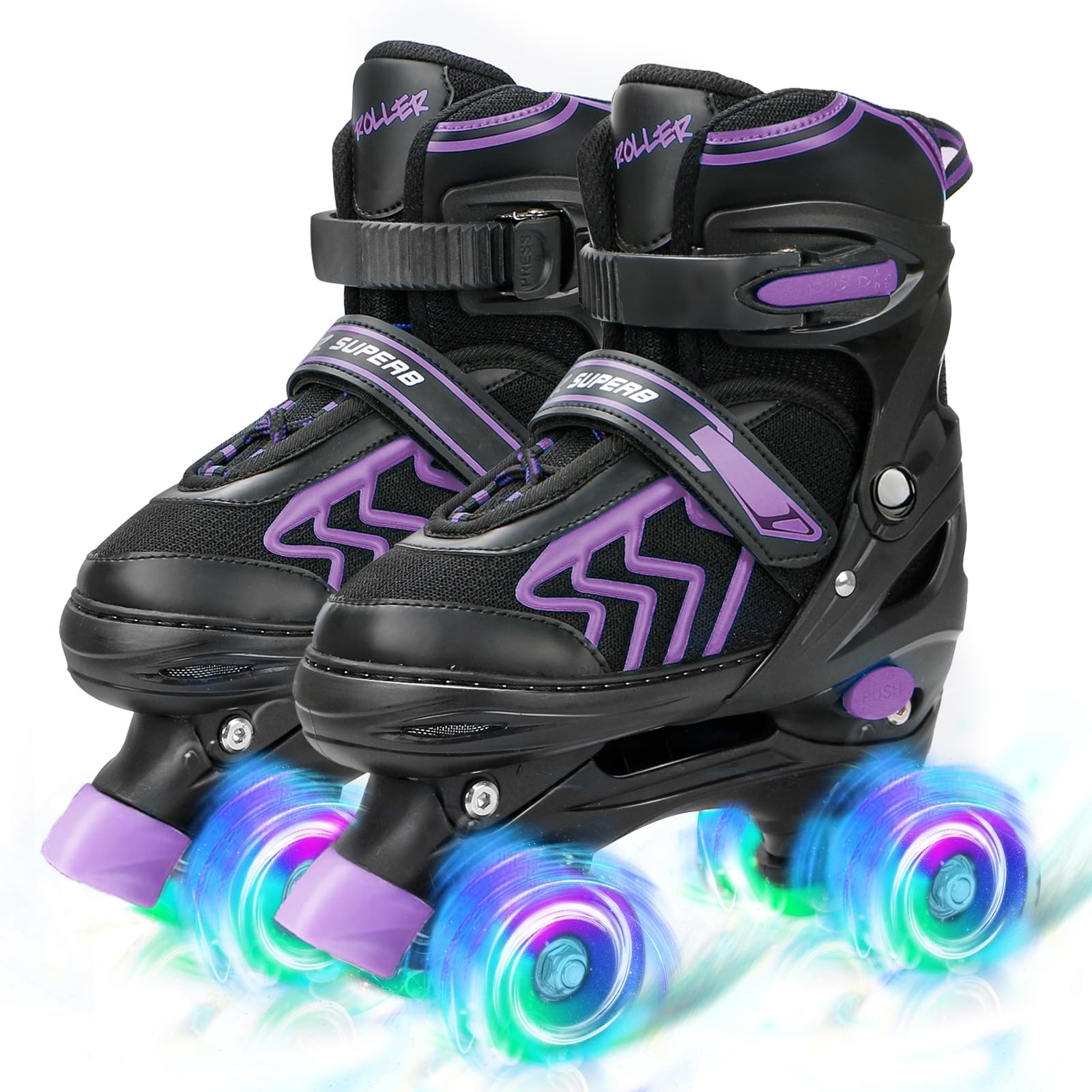 SZHZS Adjustable Toddler Kids Roller Skates with Light Up Wheels for Boys Girls Beginners for Indoor Outdoor Sports