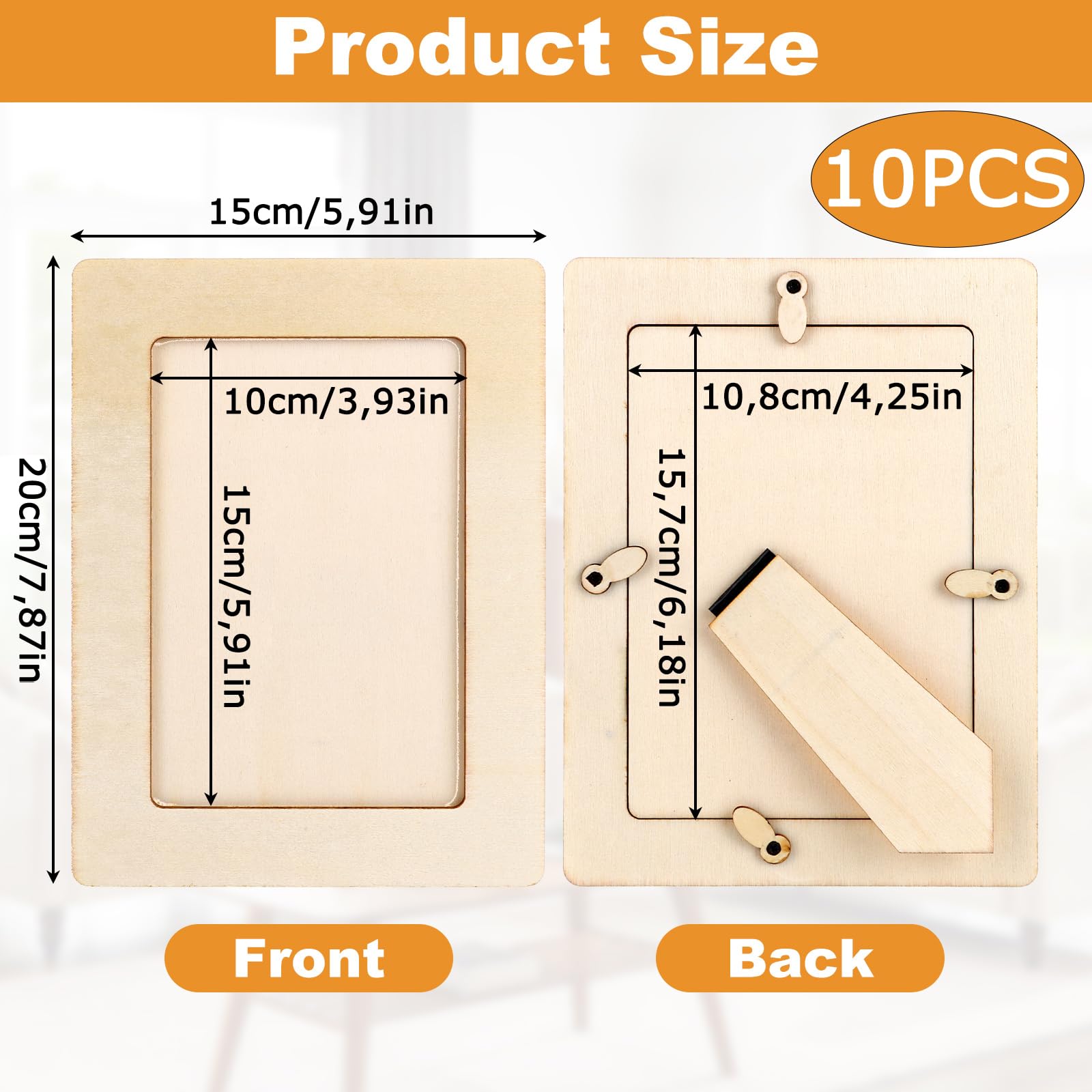 SHUESS Lot de 10 cadres photo en bois à peindre pour enfants - 15 x 20 cm - Kit de bricolage - Kit de bricolage - Pour anniversaire d'enfant - 10 x 15 cm - Cadre photo à peindre avec stylos et