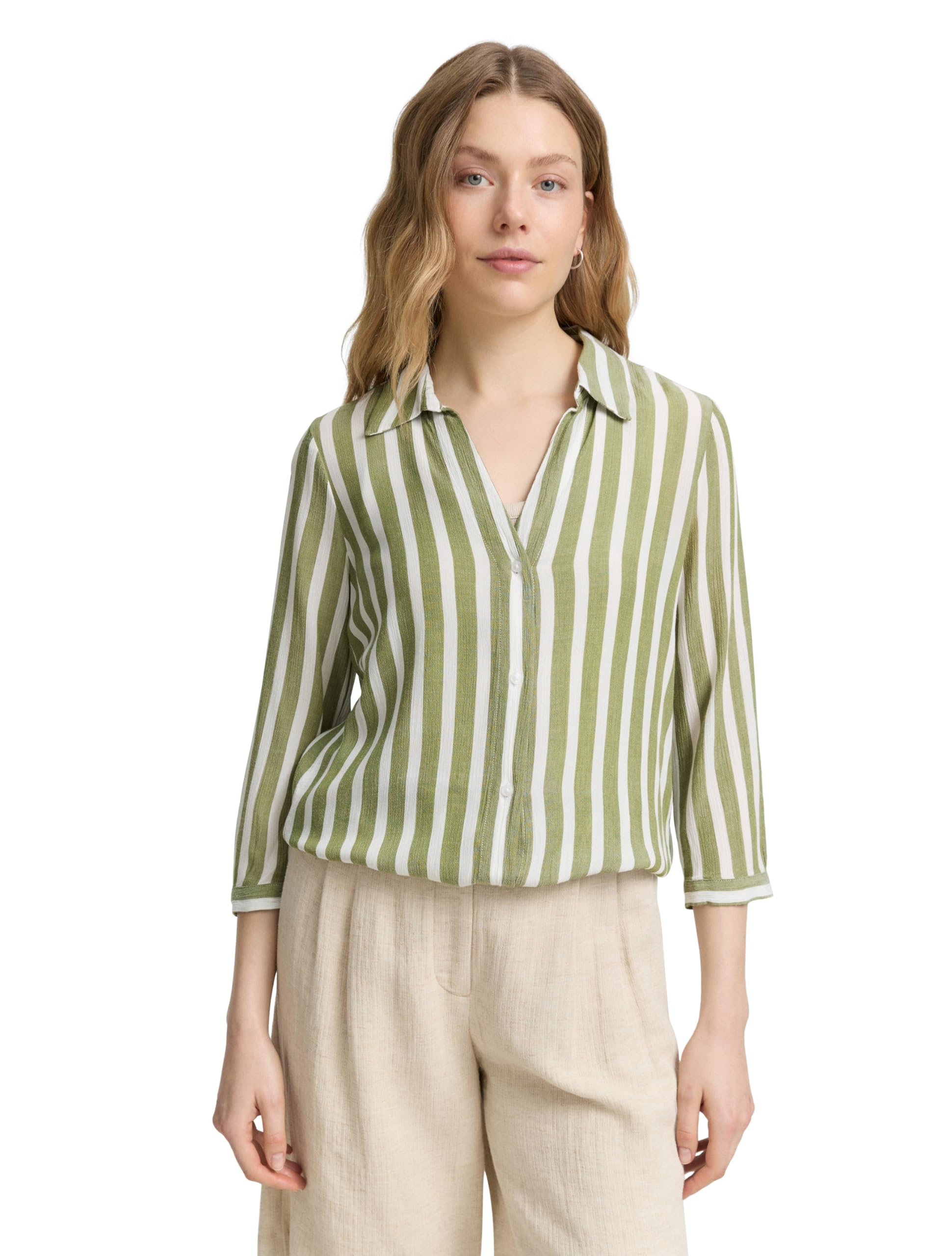 Tom Tailor Damen 1047179 Regular Fit Bluse in Knitter-Optik (1er Pack)