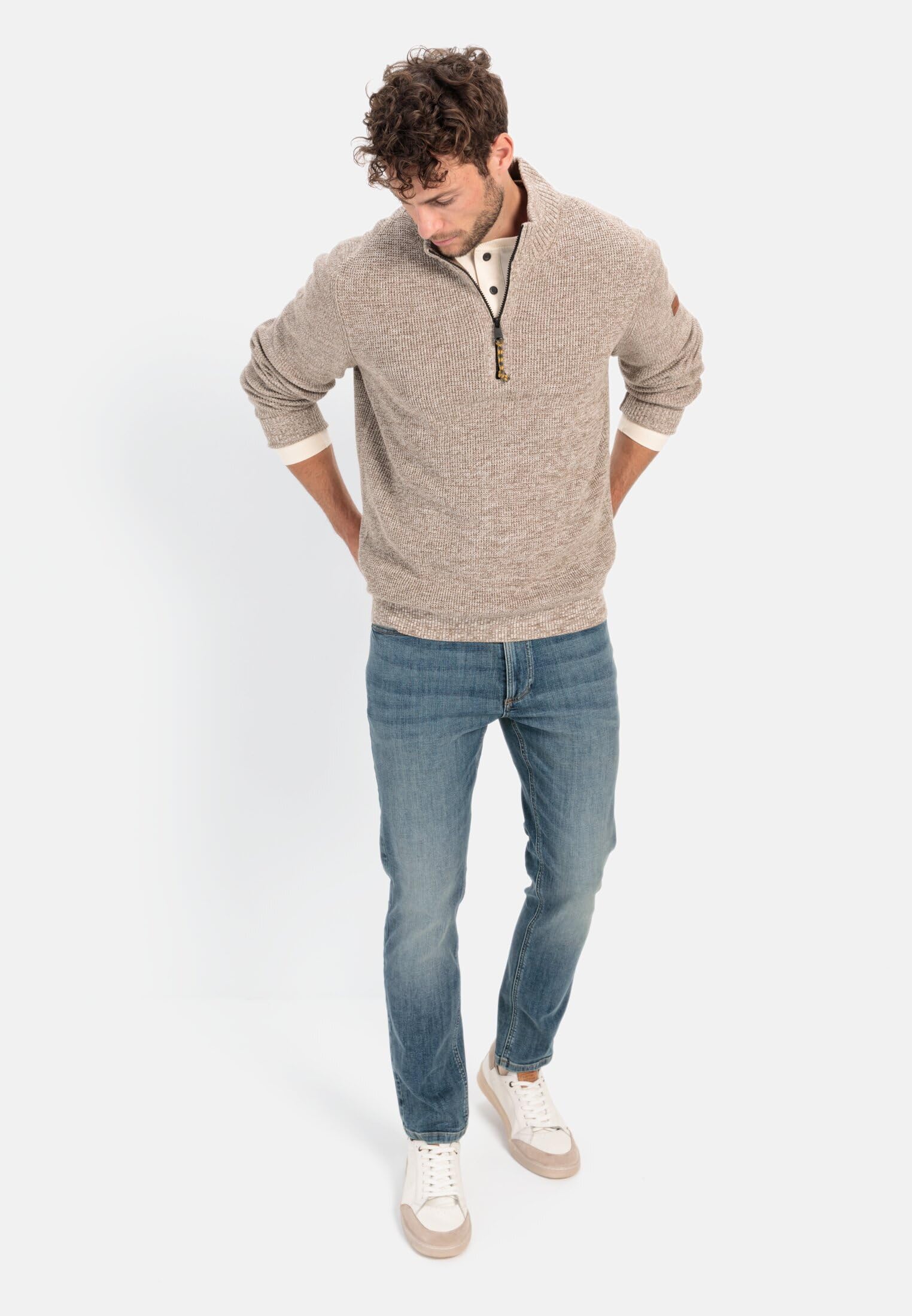 camel active Herren Stricktroyer aus Baumwollmix
