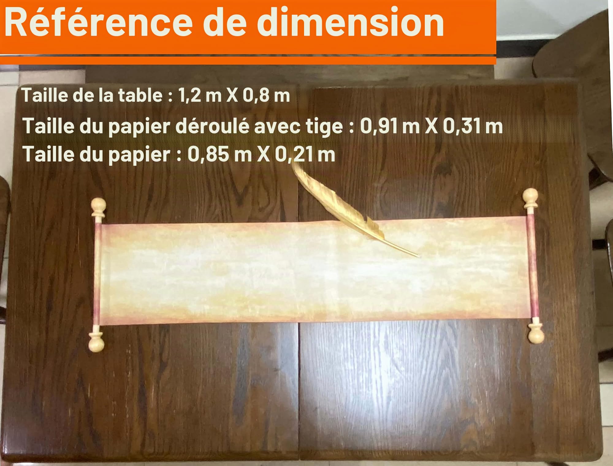 MiraShine Papier à voluter vierge avec tiges en bois 21,6 x 91,4 cm pour écriture, vœux de mariage, invitation, accessoires, cosplay, festivals de la Renaissance, liste coquine ou belle