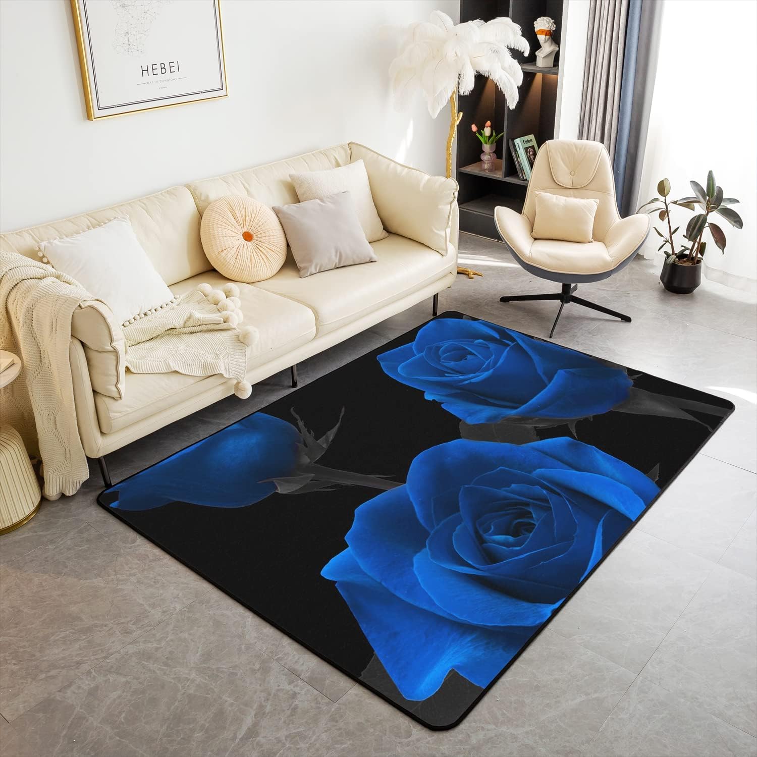 Area Rug, 3D Printed Rose Flower Anti-Skid Carpet Used For Bedroom, Living Room, Children'S Room, Home Decoration Carpet, Non-Shedding & Easy Care 80 X 120 Cm -3304602630045 — image 1