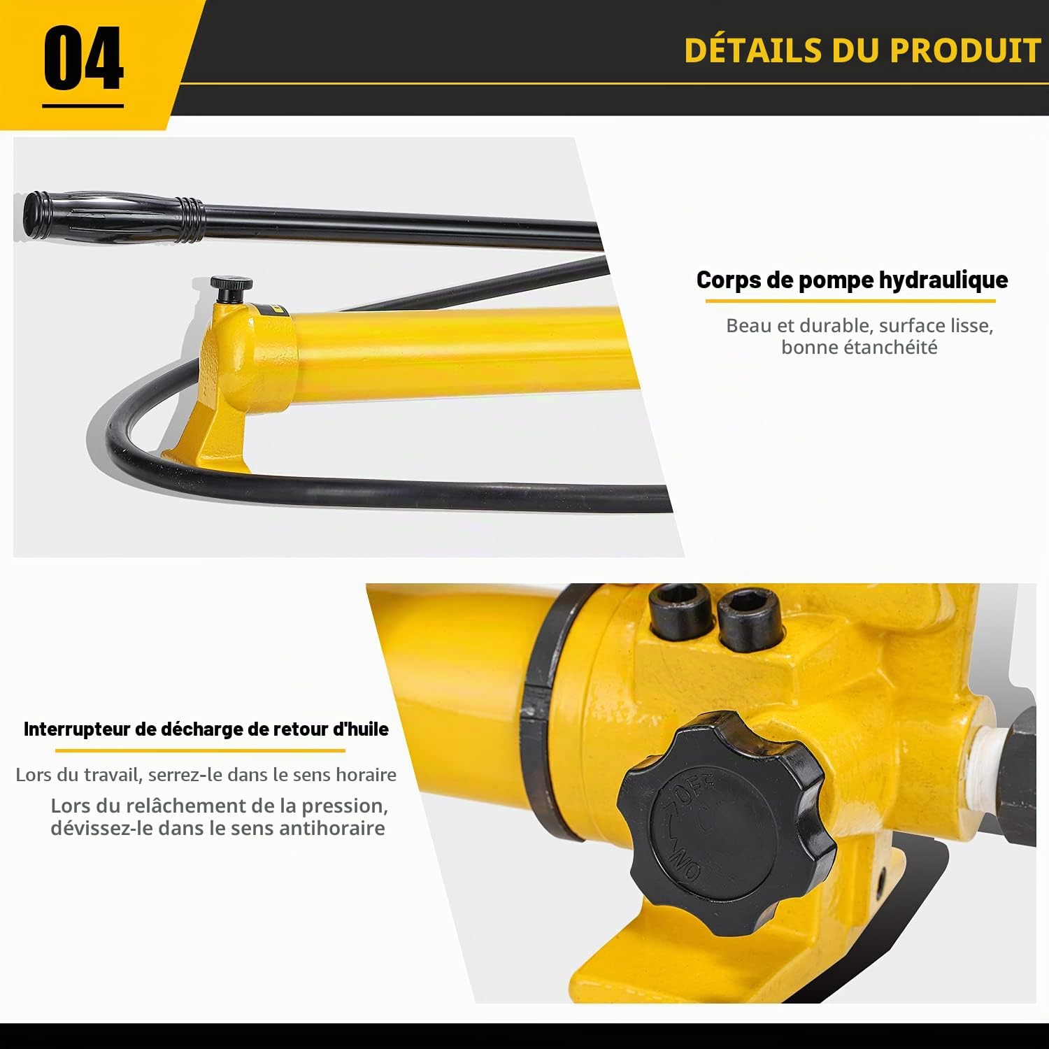CGOLDENWALL CP-700 Pompe Hydraulique Manuelle, avec Tuyau de 1,8m, Haute Pression 700kg/cm², Contenu en Huile 900cc, pour Utilisation avec Variété d'Outils Hydrauliques