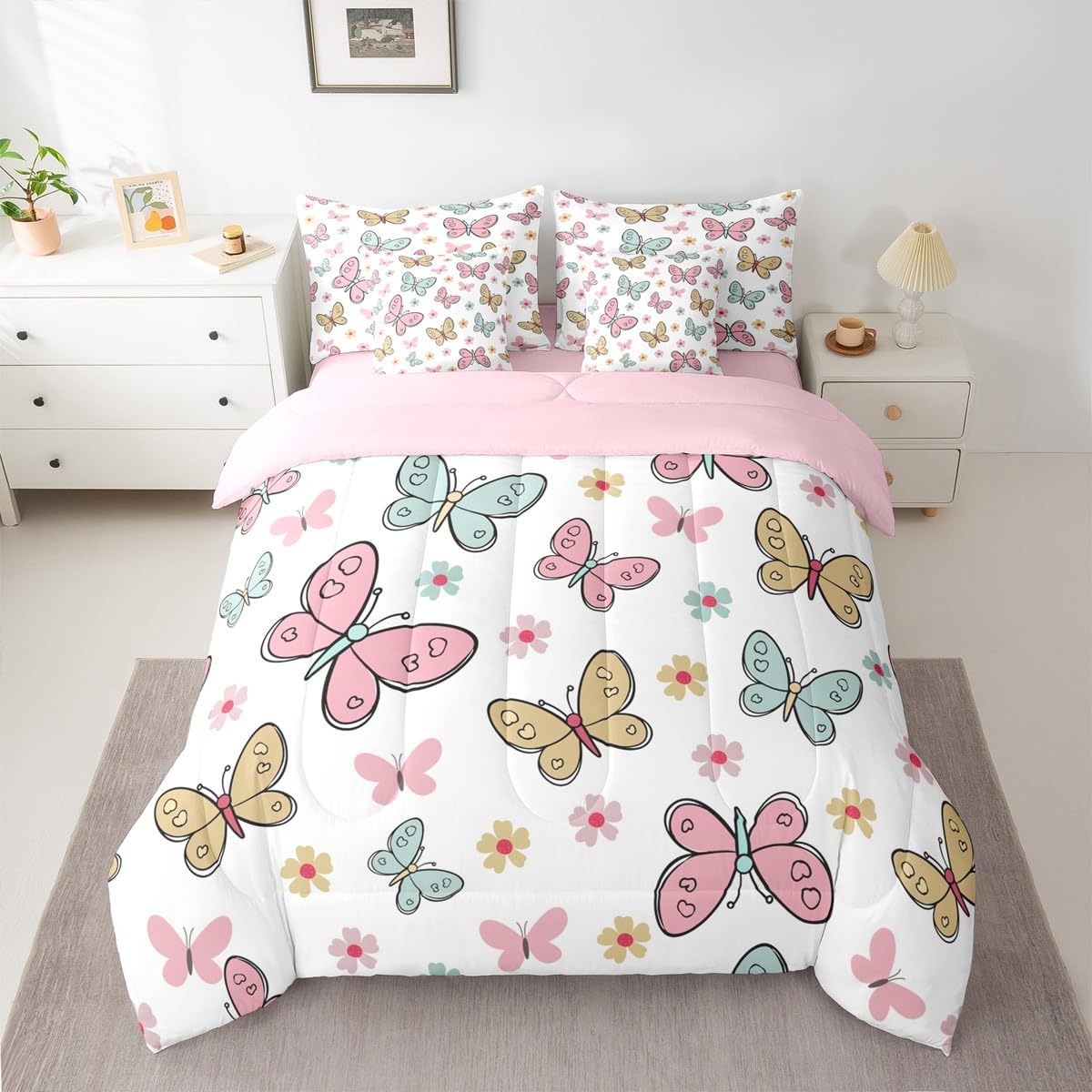 Feelyou Cute Butterfly 7 Piece Bedding Set for Kids image 2