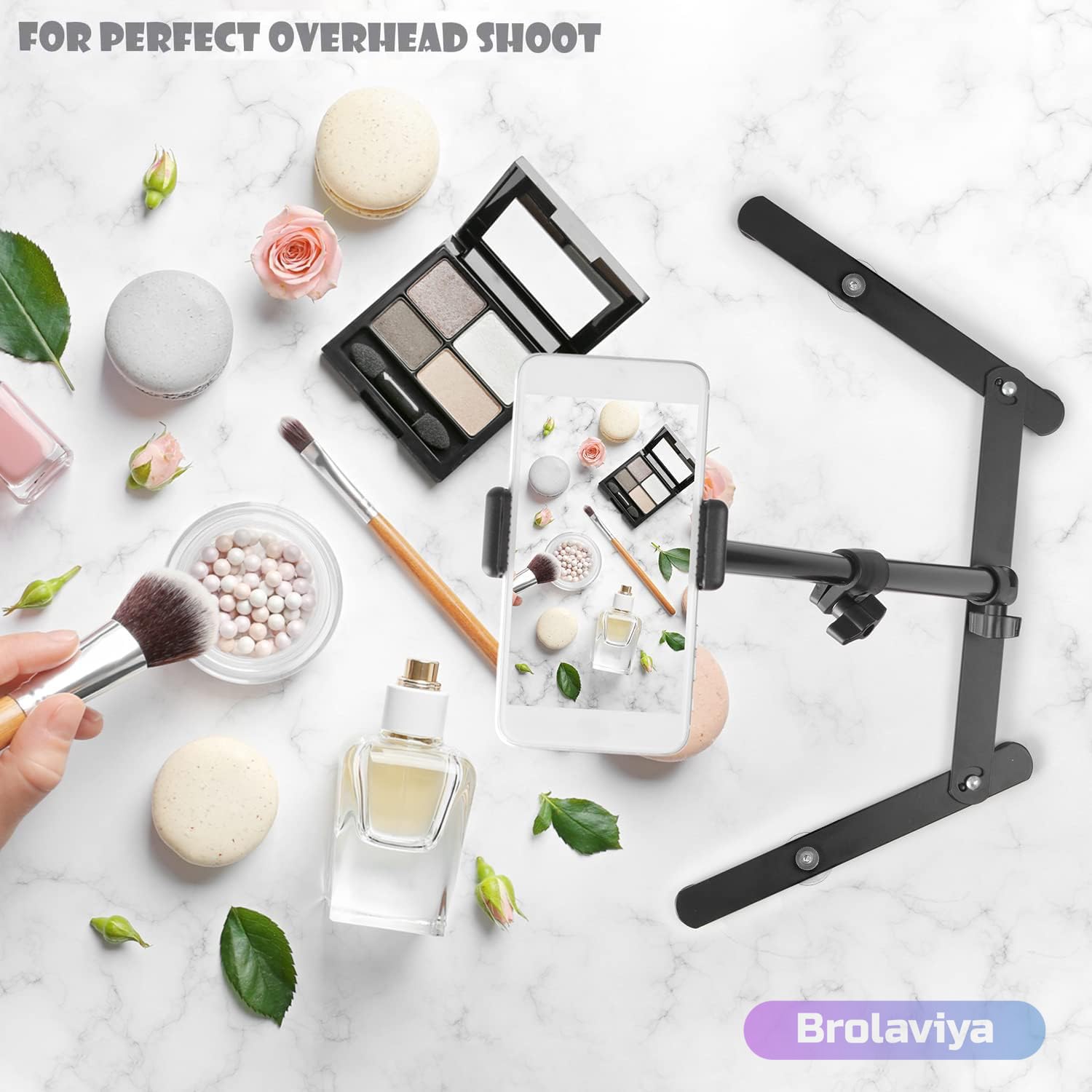 BROLAVIYA Overhead Video Mobile Metal Desktop Stand with 1/4" Male Adaptor for Camera,Gopro and Mobile Bracket for Online Teaching,Video,Desktop,Bedroom, Office 3