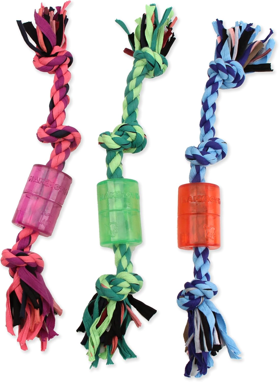 Mammoth 14-Inch TPR Squeaky Cloth Rope, Medium (Pack of 2)