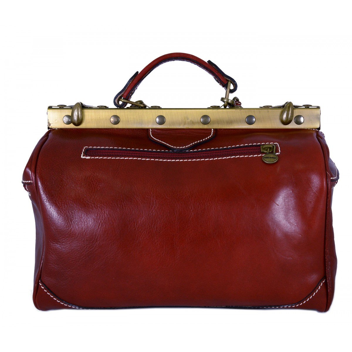 Dream Leather Bags Made in Italy toskanische echte Ledertaschen Leder Arzttasche, 2 Seitentaschen Farbe Rot - Italienische Lederwaren - Aktentasche